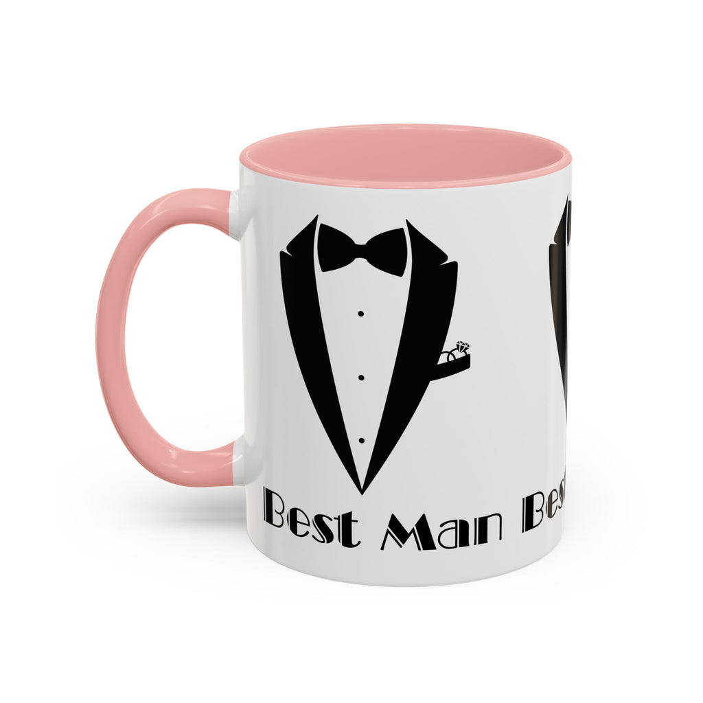 Best Man Accent Coffee Mug 11/15 oz, Groom’s Gift, Wedding Party Favor, Unique Best Man Gift, Black and White Coffee Cup
