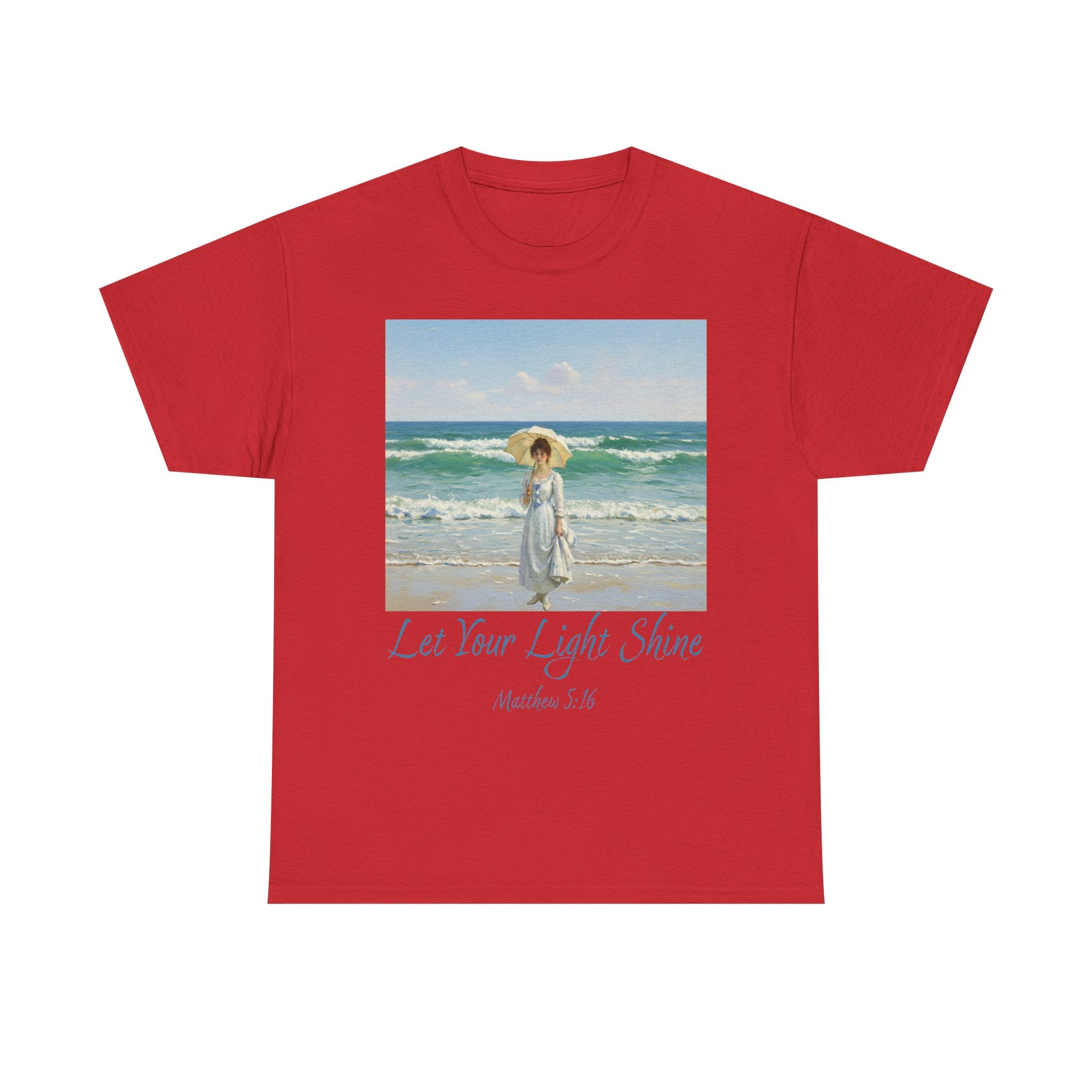 Let Your Light Shine- A Figure with a Parasol-Monet Style- Unisex Cotton Tee, Beach Vibes Shirt, Inspirational Summer Tee, Casual Gift for Her, Perfect for Days at the Shore