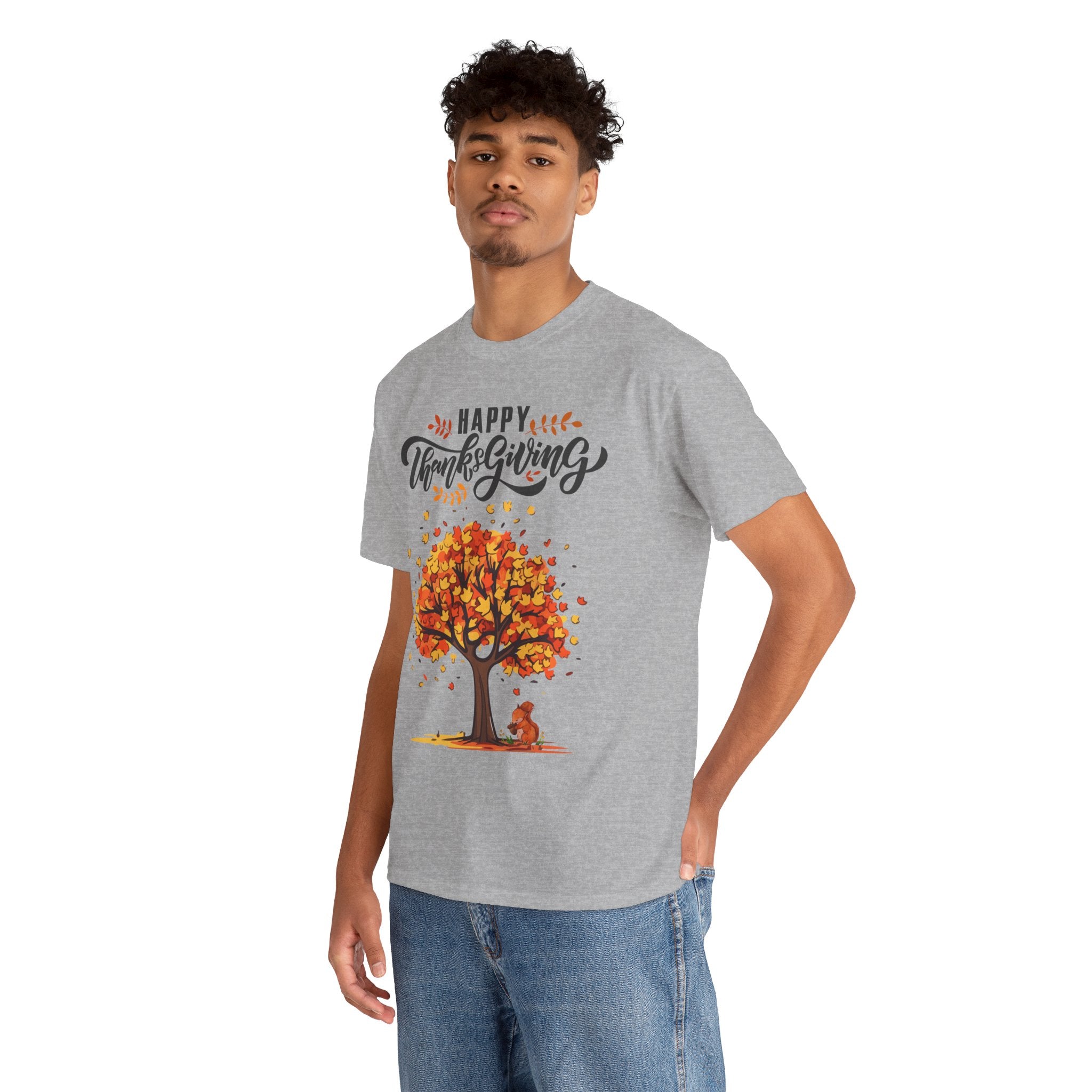 Happy Thanksgiving Tree Unisex Tee, Autumn Shirt, Holiday Apparel, Fall Fashion, Seasonal Gift