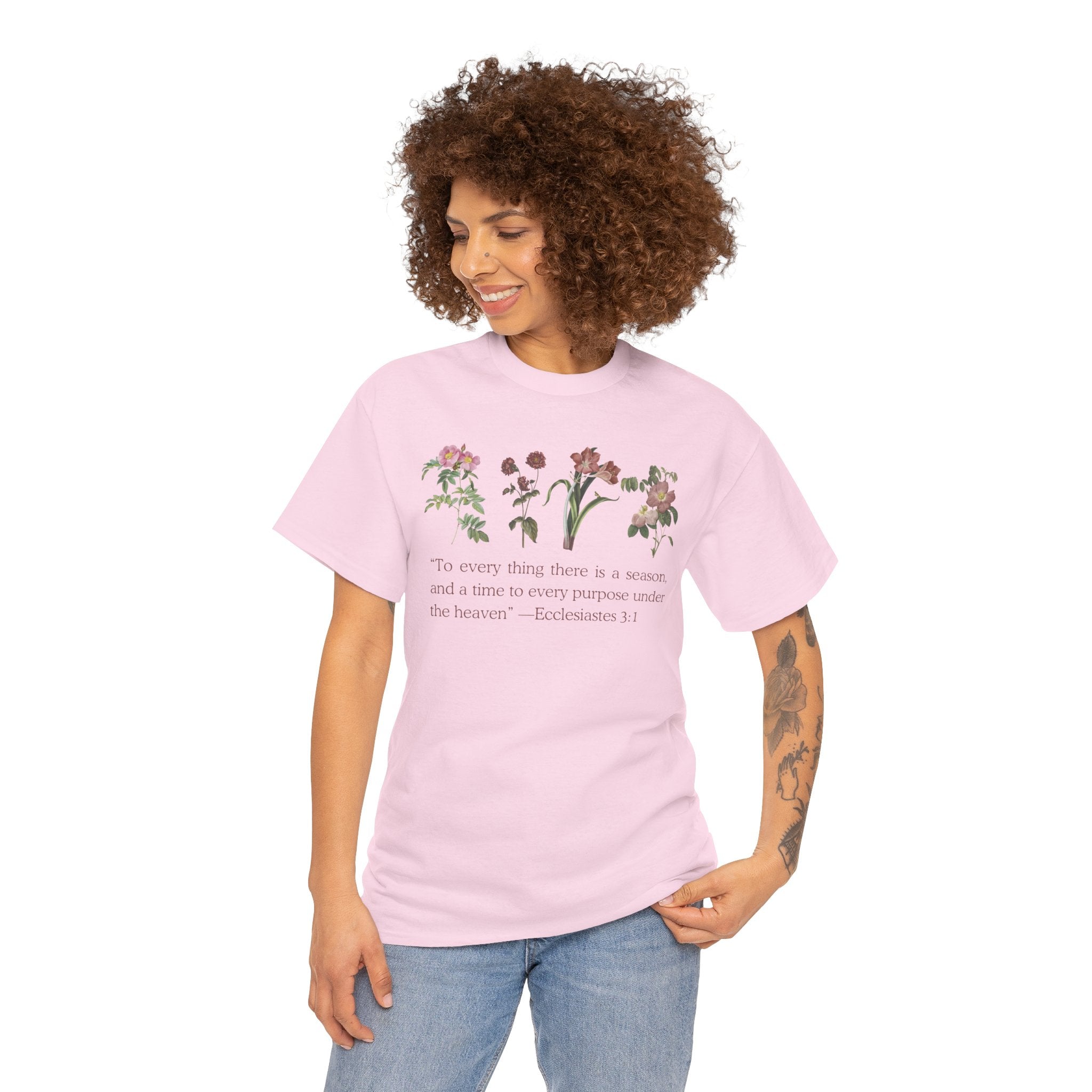 Christian -Biblical Inspirational Floral Quote Tee, Nature Lover Gift, Eco-Friendly Fashion, Casual Everyday Wear