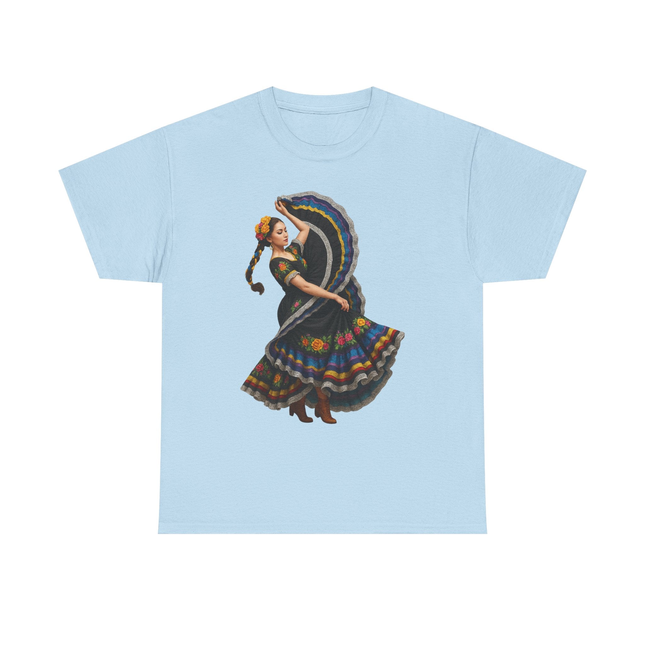 Folklórico Cultural Dance Graphic Tee, Unisex Heavy Cotton T-Shirt, Festival Apparel, Bohemian Style Shirt, Gift for Dancers, Ethnic Art Tee