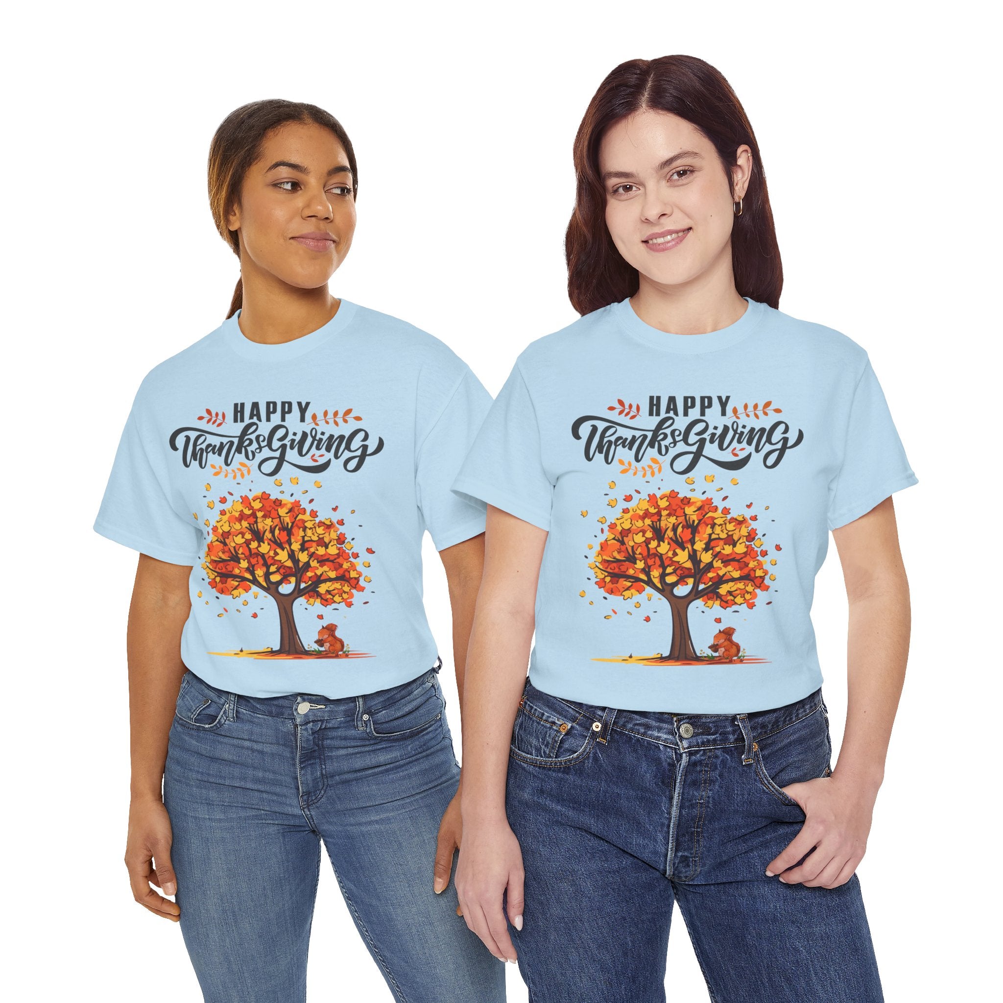 Happy Thanksgiving Tree Unisex Tee, Autumn Shirt, Holiday Apparel, Fall Fashion, Seasonal Gift