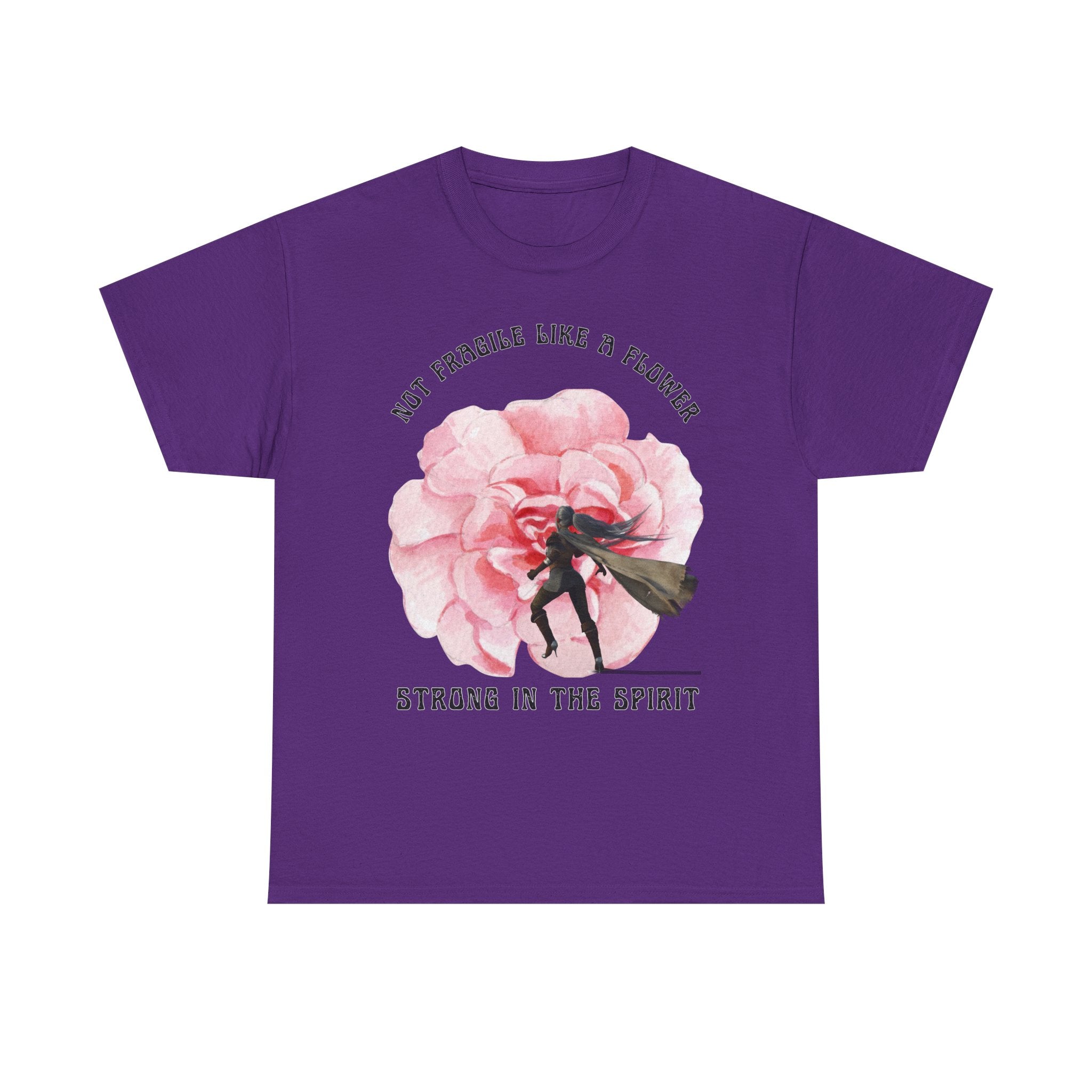 Unisex Heavy Cotton Tee with Empowering Floral Design, Inspirational T-Shirt, Gift for Her, Self-Care Shirt, Women's Day Apparel