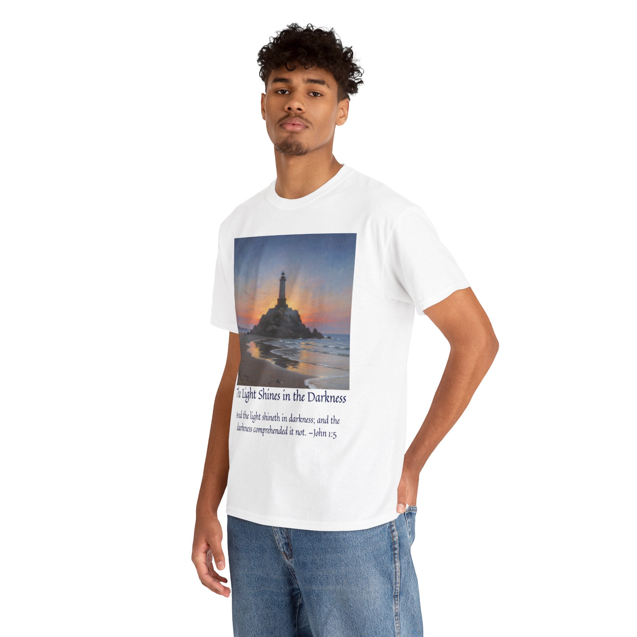 Light in Darkness Unisex Cotton Tee-inspired by Monet, Inspirational Shirt, Bible Verse Tee, Faith-Based Apparel, Perfect Gift for All Occasions