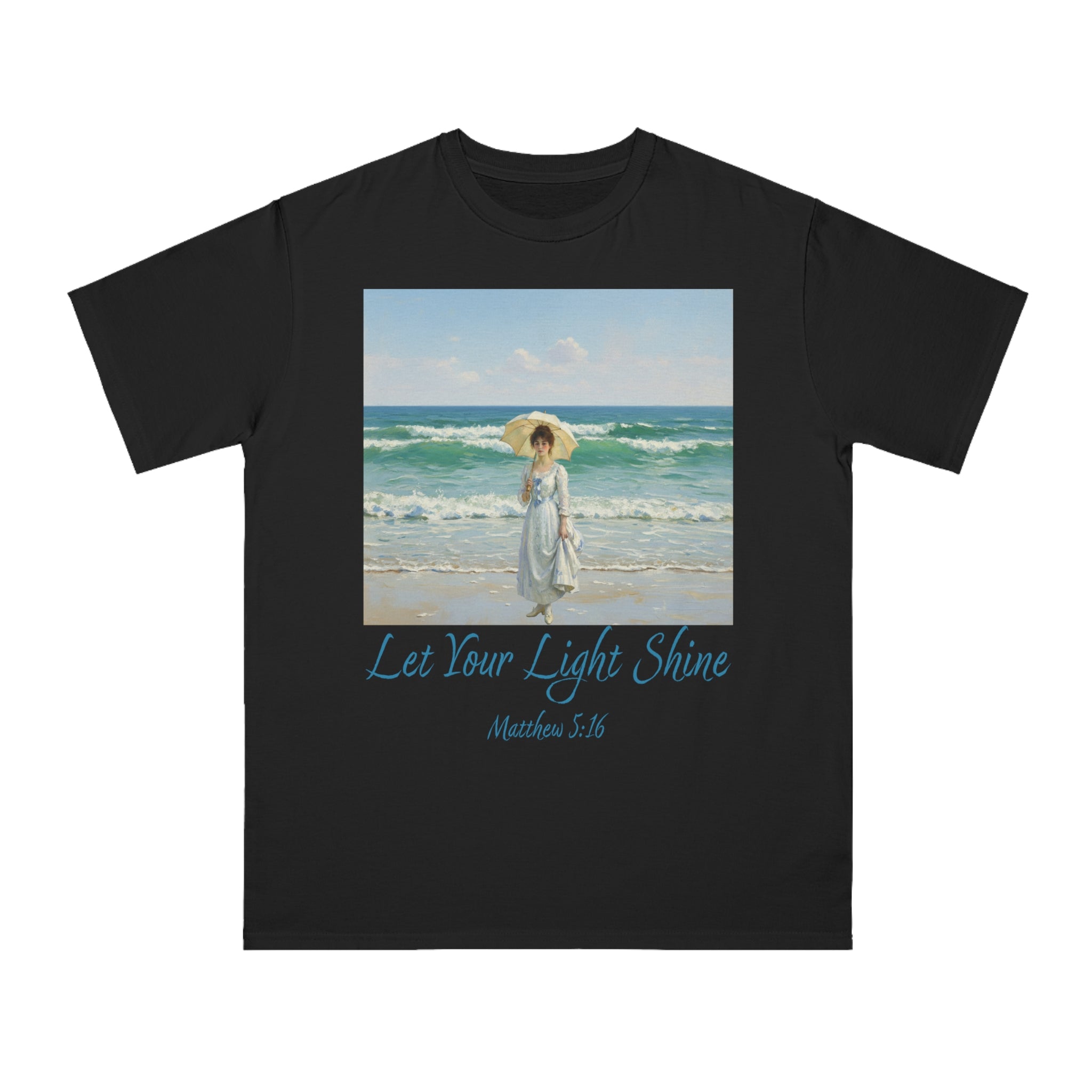 Organic Unisex Classic T-Shirt - Inspirational Beach Art, Let Your Light Shine Design-Figure with a Parasol- Monet Style, Perfect Gift for Ocean Lovers, Casual Wear, [...]