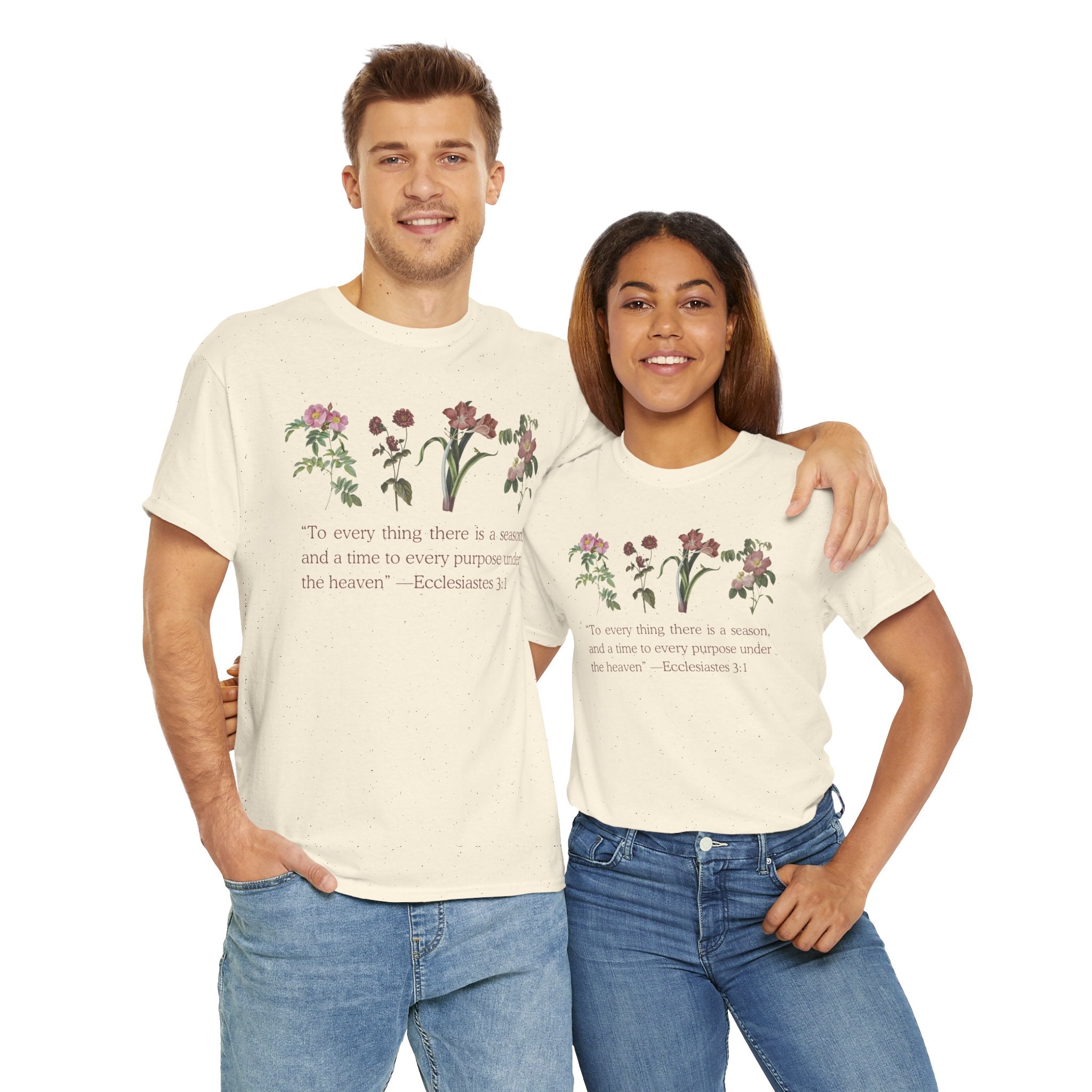 Christian -Biblical Inspirational Floral Quote Tee, Nature Lover Gift, Eco-Friendly Fashion, Casual Everyday Wear