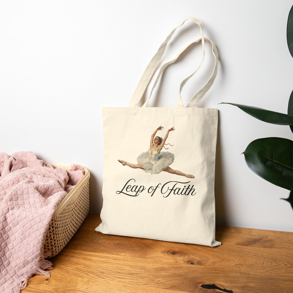✨ Leap of Faith ✨ Ballet Inspired Cotton Canvas Tote Bag, Dance Lover Gift, Leap of Faith Tote, Eco-Friendly Shopping Bag, Stylish Ballet Tote designed with an impressionist flair, echoing timeless ballet elegance