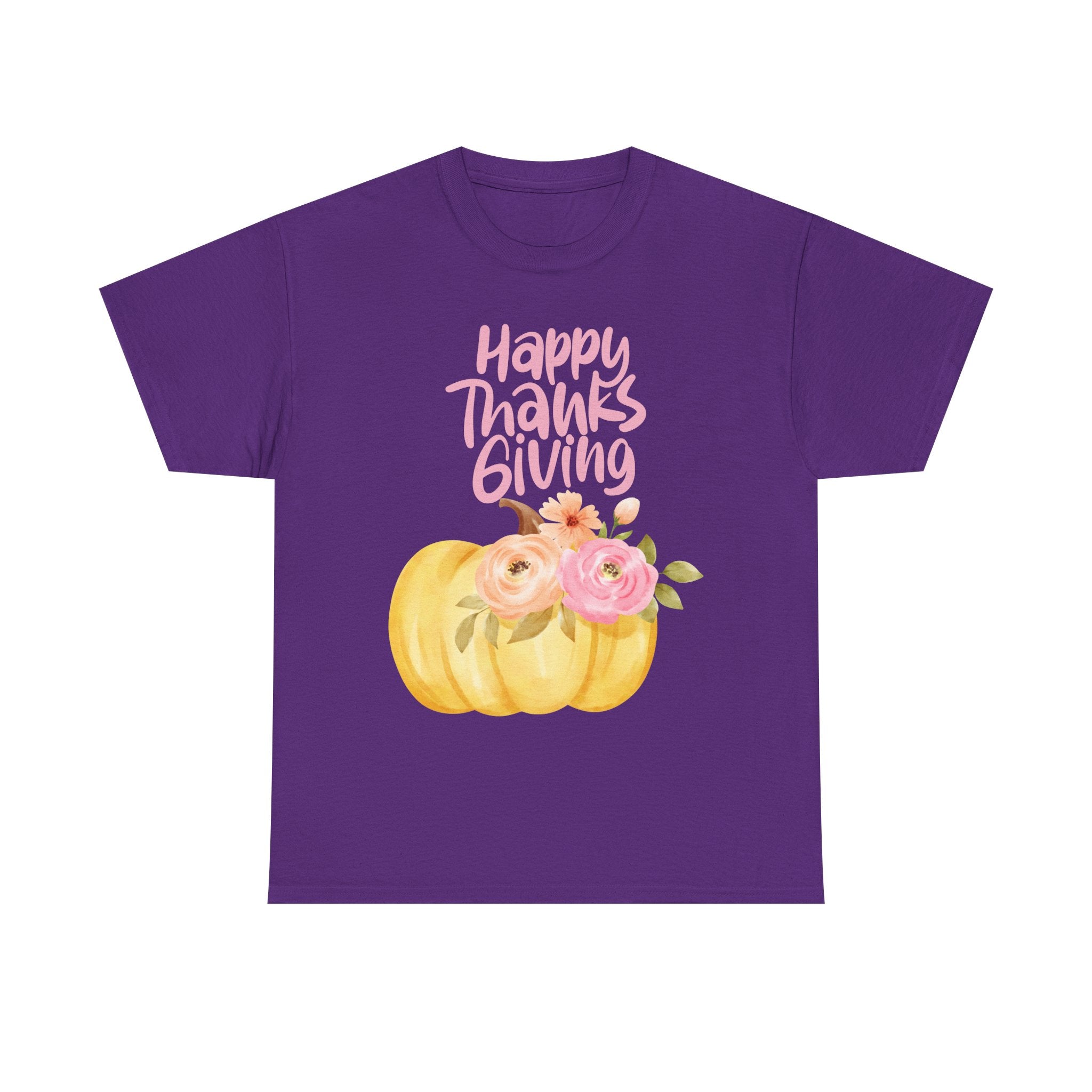 Thanksgiving Floral Tee, Holiday Shirt, Fall Fashion, Gifts for Her, Pumpkin T-Shirt, Autumn Apparel, Friendsgiving Outfit