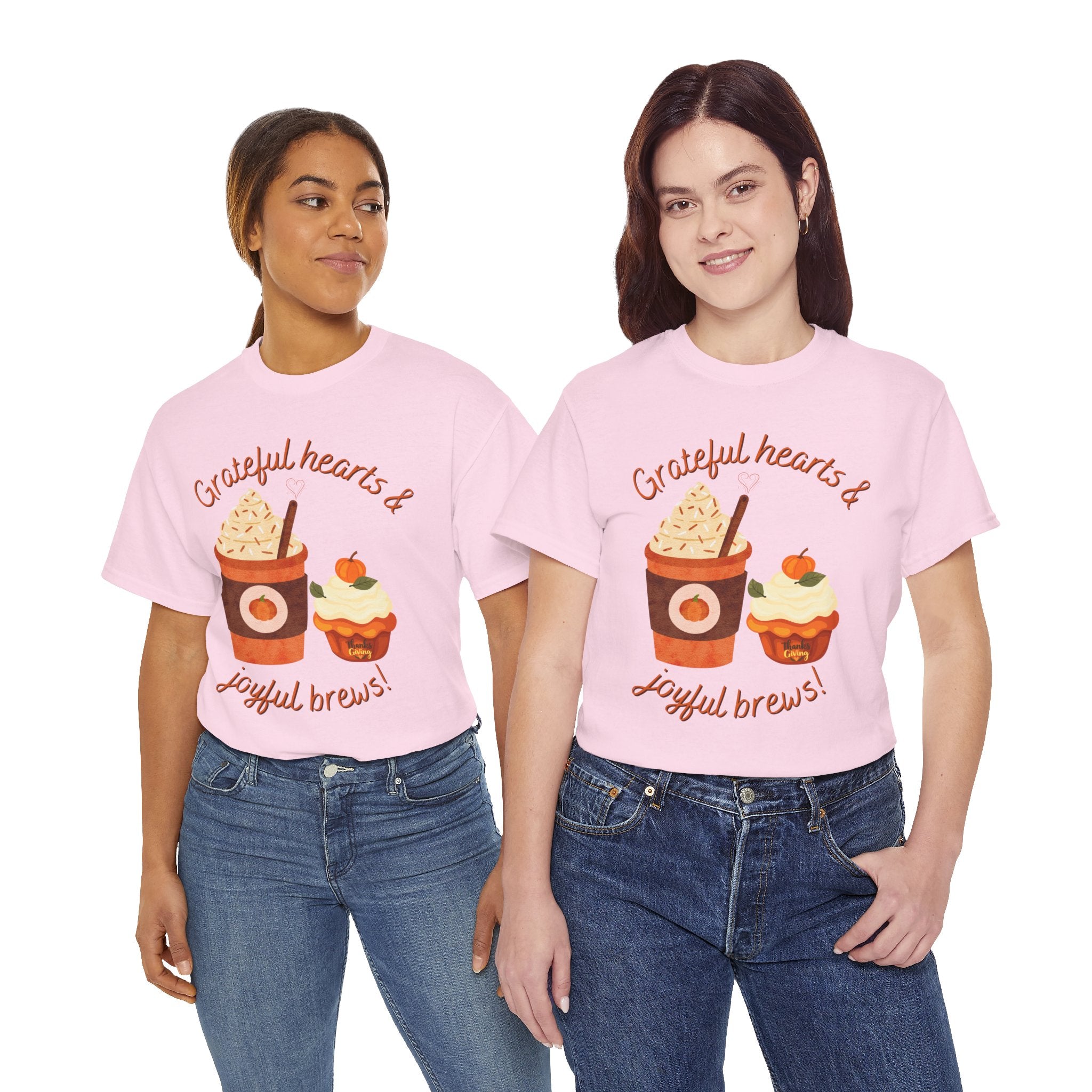 Happy Thanksgiving- Grateful Hearts & Joyful Brews Tee, Unisex Cotton Shirt, Coffee Lovers Gift, Casual Wear, Cute Tee for Celebrations, Fall Fashion