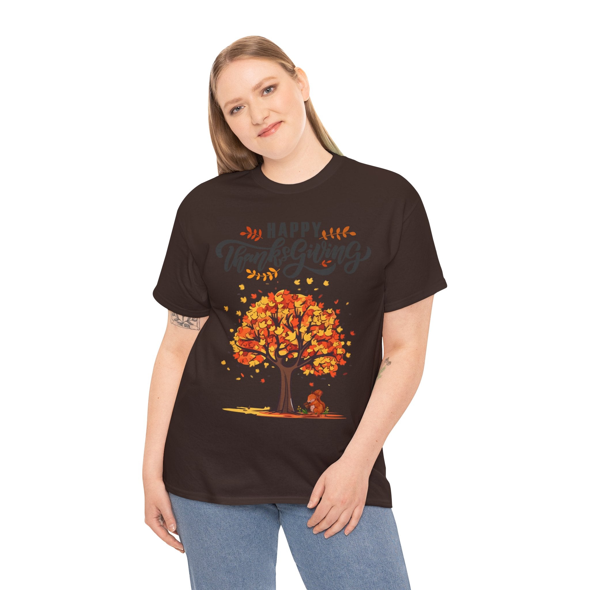 Happy Thanksgiving Tree Unisex Tee, Autumn Shirt, Holiday Apparel, Fall Fashion, Seasonal Gift