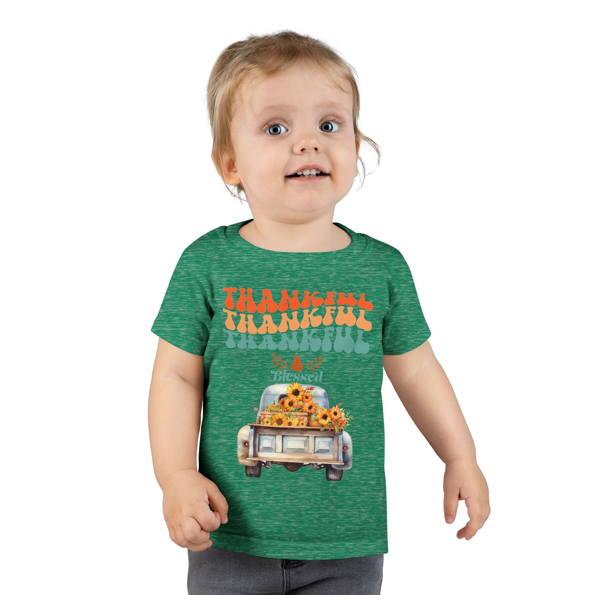 Toddler T-Shirt - Thankful Vintage Car Design, Cute Autumn Apparel, Fall Celebration Shirt, Kids Gratitude Tee, Gifts for Thanksgiving