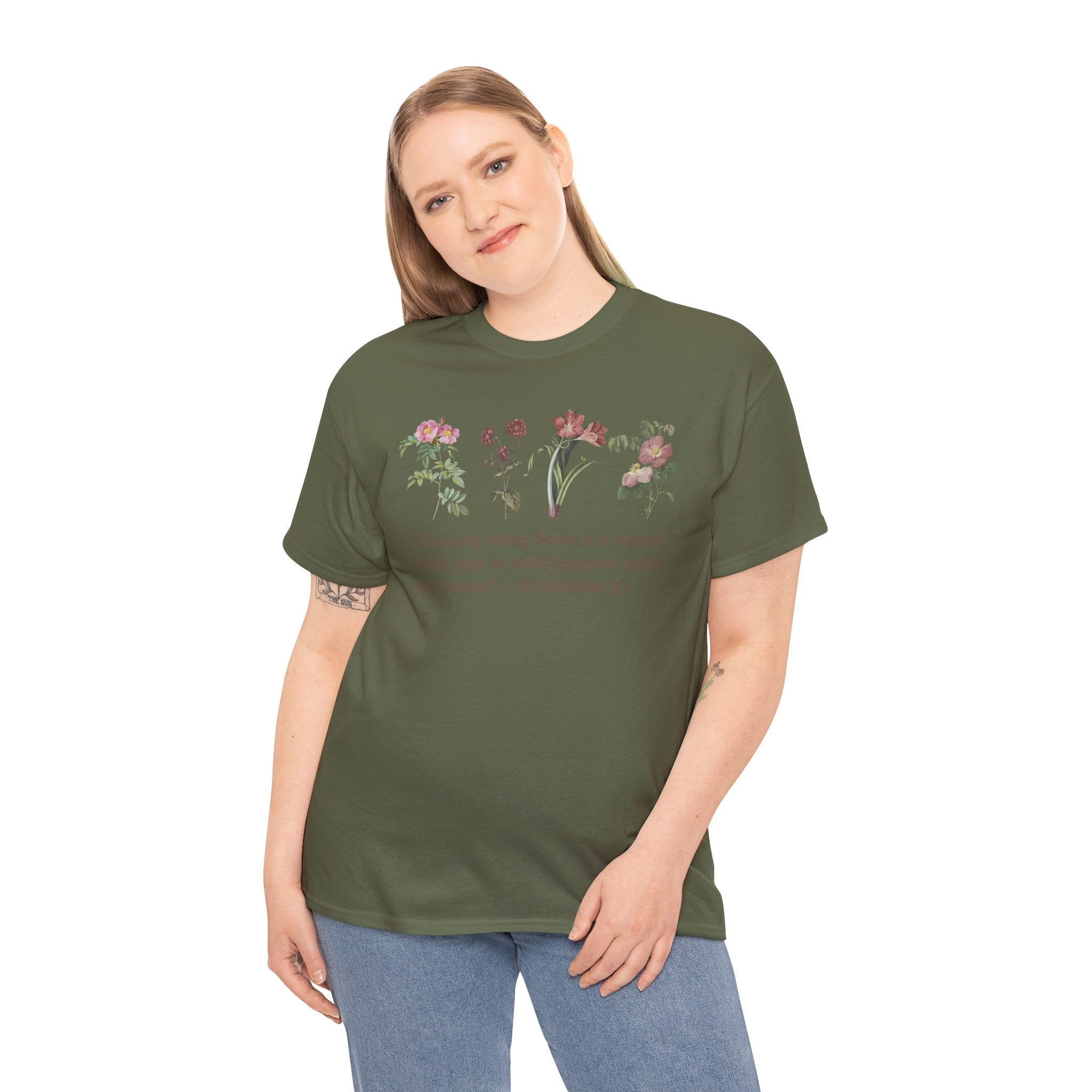 Christian -Biblical Inspirational Floral Quote Tee, Nature Lover Gift, Eco-Friendly Fashion, Casual Everyday Wear