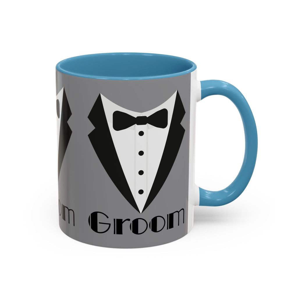 Groom Coffee Mug, Wedding Gift, Groomsmen Party Mug, Black and White Accent Mug, Engagement Celebration