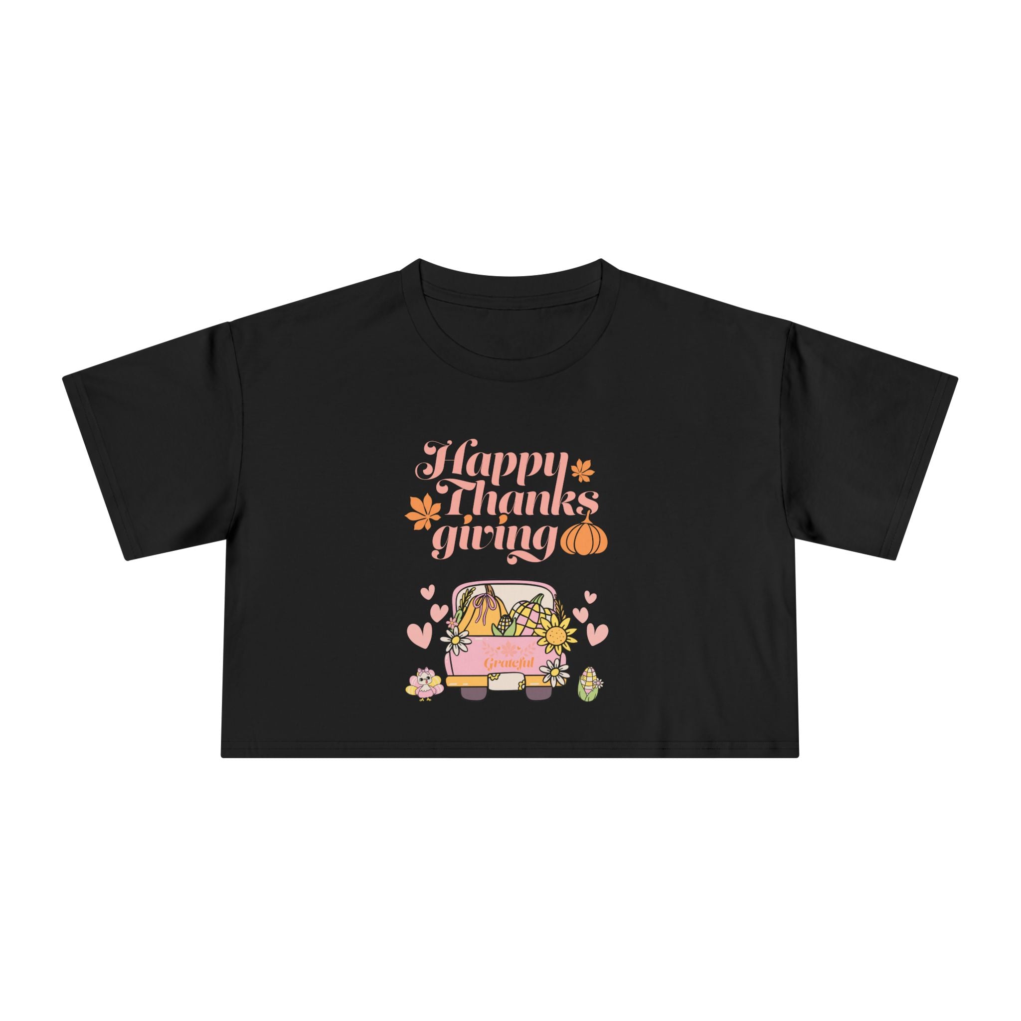 Thanksgiving Women's Crop Tee, Casual T-Shirt, Fall Fashion, Thanksgiving Gift, Cute Thanksgiving Apparel
