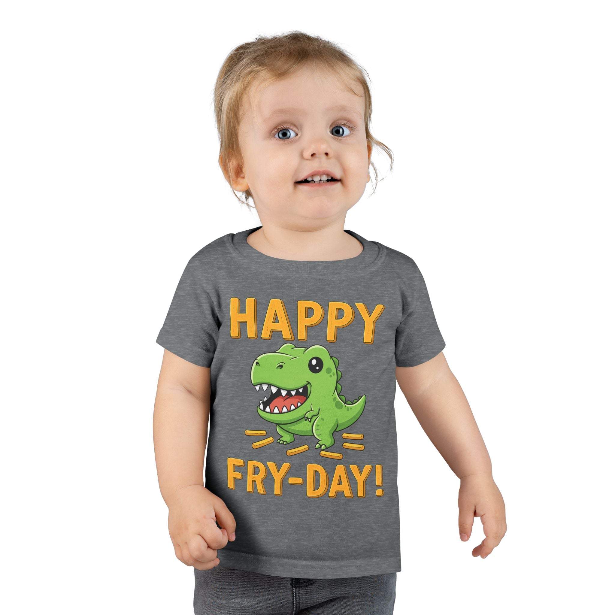 Dino Fry-Day Toddler T-Shirt, Fun Kids Tee, Dinosaur Shirt for Toddlers, Cute Children's Clothing, Toddler Gift Idea