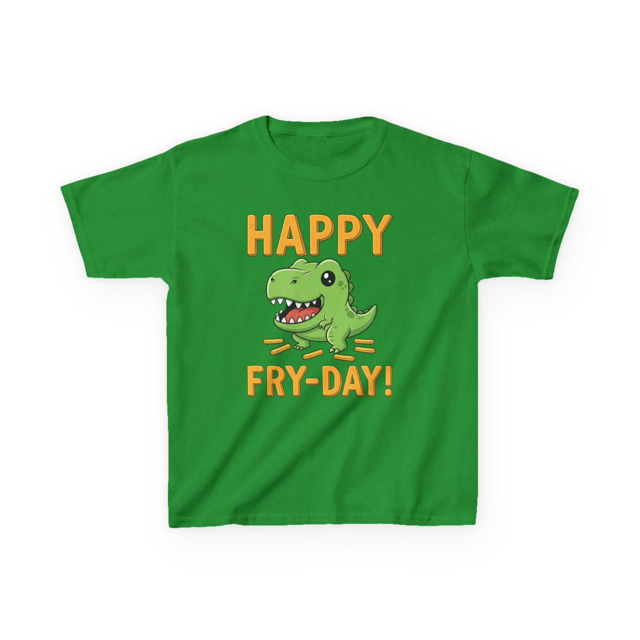 Happy Fry-Day Kids Tee, Fun Dinosaur T-Shirt, Kids Cotton Shirt, Birthday Gift, Everyday Wear, Summer Fun, Playful Tee