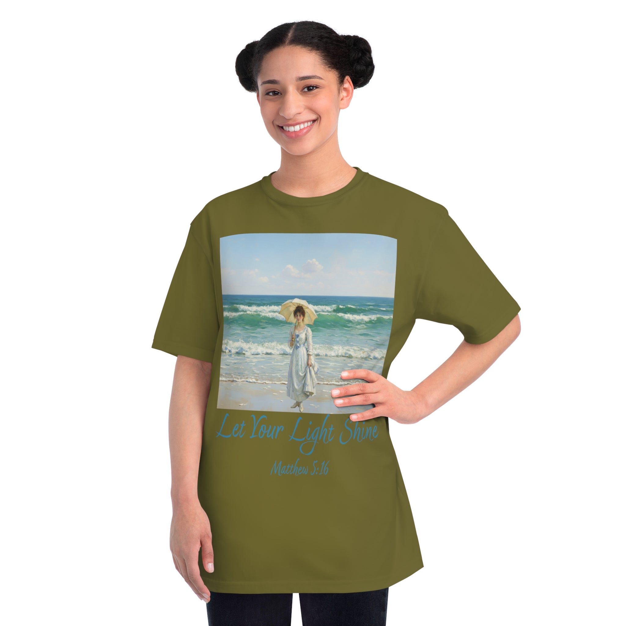 Organic Unisex Classic T-Shirt - Inspirational Beach Art, Let Your Light Shine Design-Figure with a Parasol- Monet Style, Perfect Gift for Ocean Lovers, Casual Wear, [...]