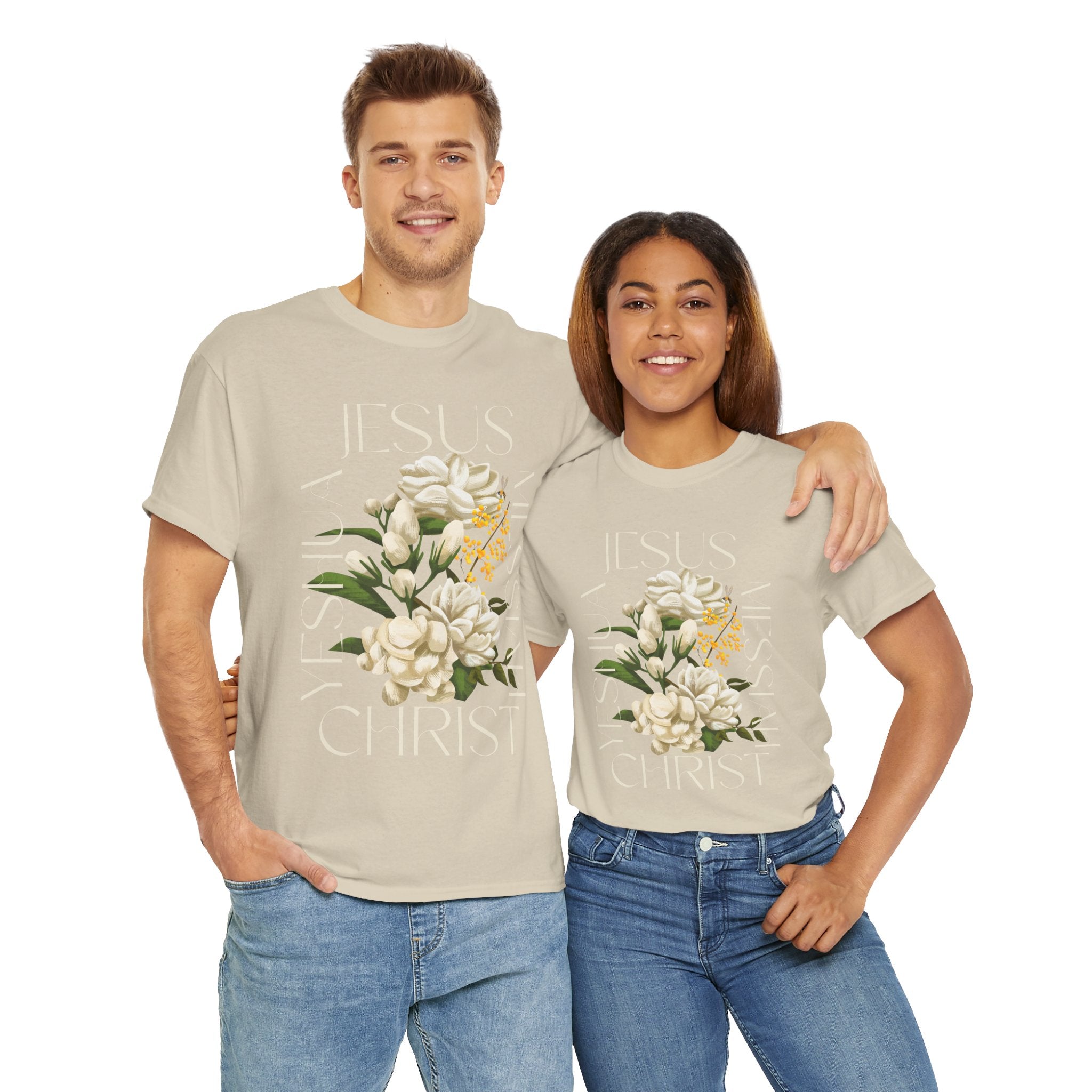 Floral Jesus Christ Tee, Spiritual T-Shirt, Inspirational Unisex Cotton Shirt, Gift for Believers, Christian Apparel