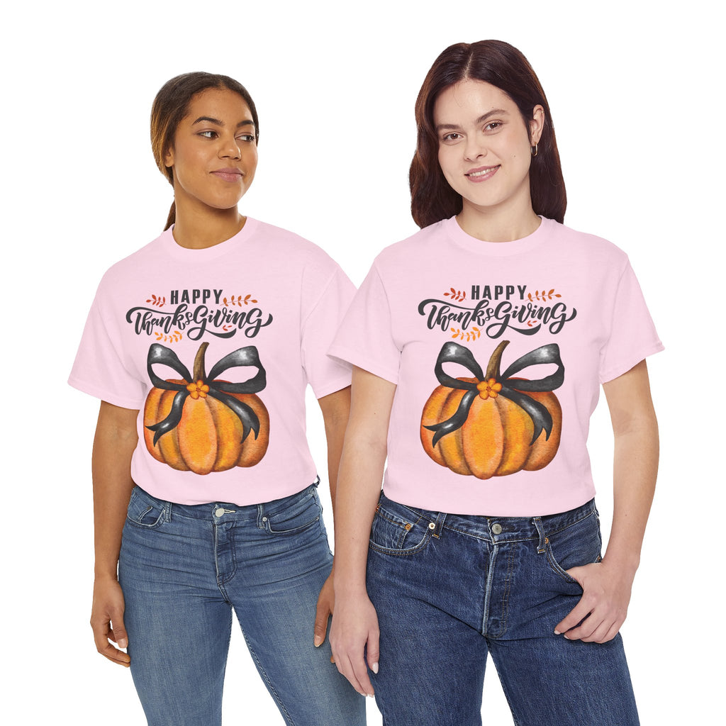 Thanksgiving Pumpkin Tee, Unisex Heavy Cotton T-Shirt, Fall Shirt, Autumn Fashion, Gift for Thanksgiving, Seasonal Apparel