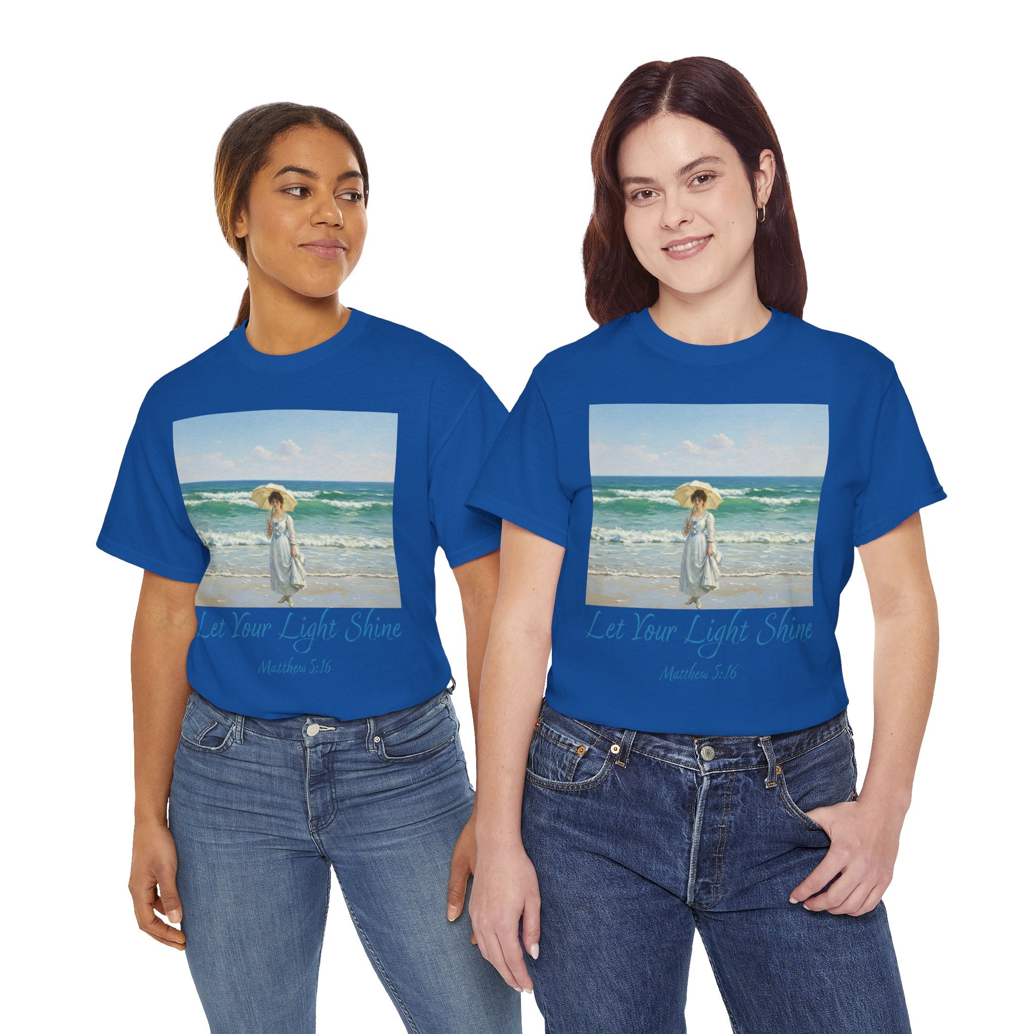 Let Your Light Shine- A Figure with a Parasol-Monet Style- Unisex Cotton Tee, Beach Vibes Shirt, Inspirational Summer Tee, Casual Gift for Her, Perfect for Days at the Shore