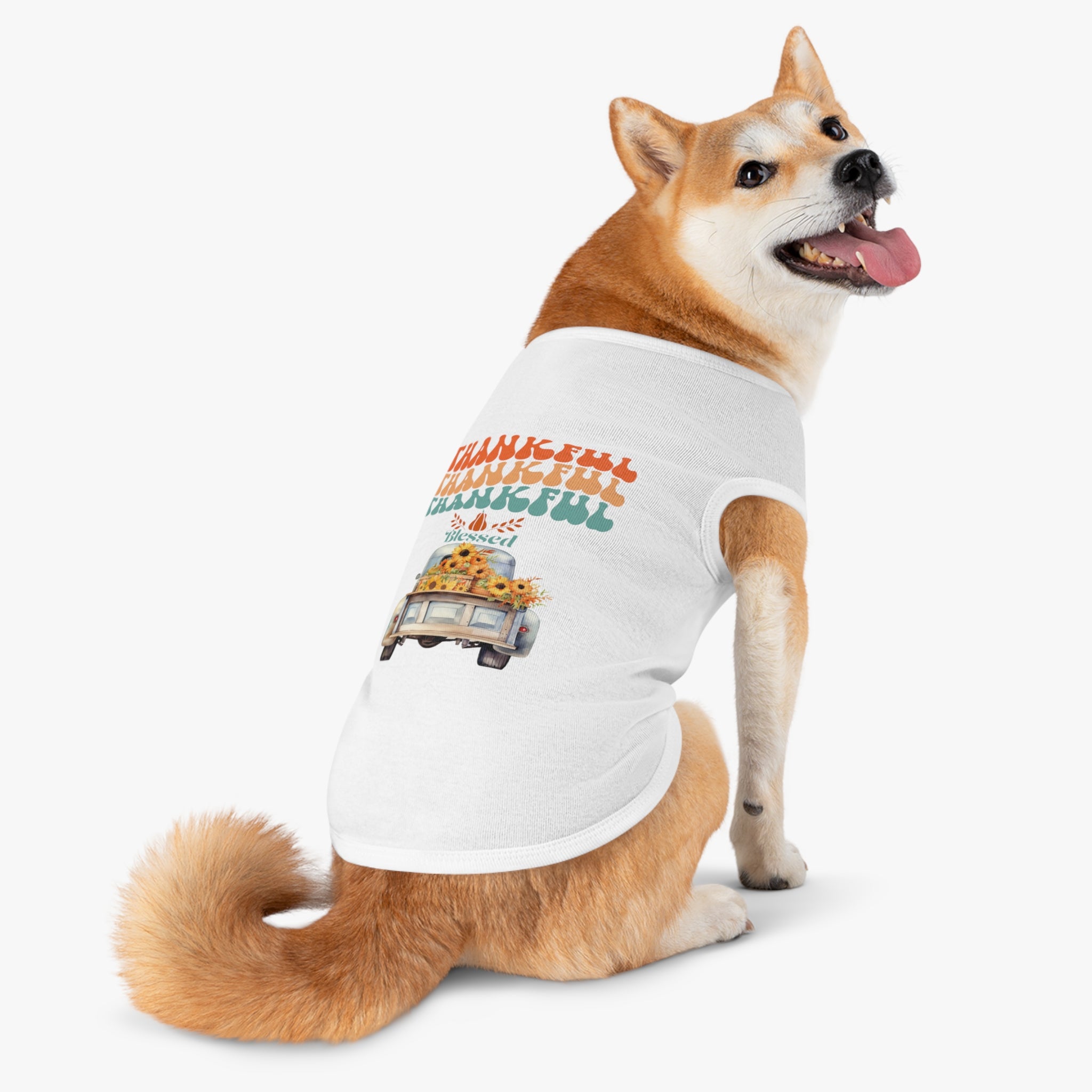 Thankful Pet Tank Top, Cute Dog Shirt, Pet Apparel, Blessed Pet Wear, Fall Fashion for Pets, Gifts for Dog Lovers