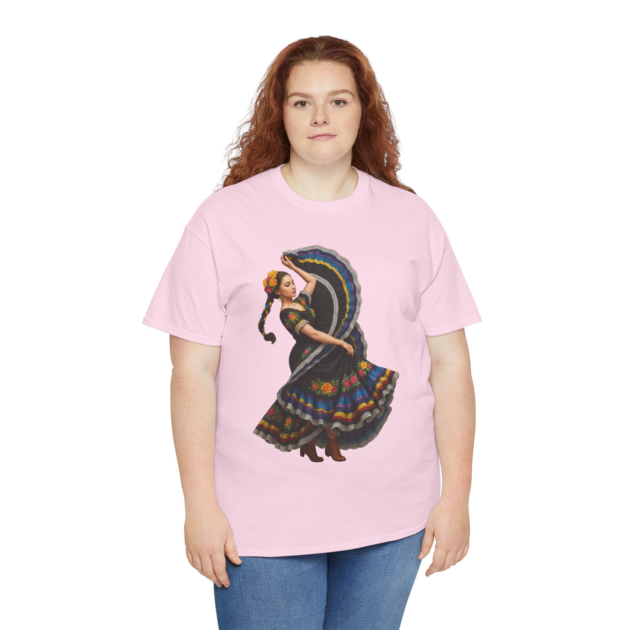 Folklórico Cultural Dance Graphic Tee, Unisex Heavy Cotton T-Shirt, Festival Apparel, Bohemian Style Shirt, Gift for Dancers, Ethnic Art Tee