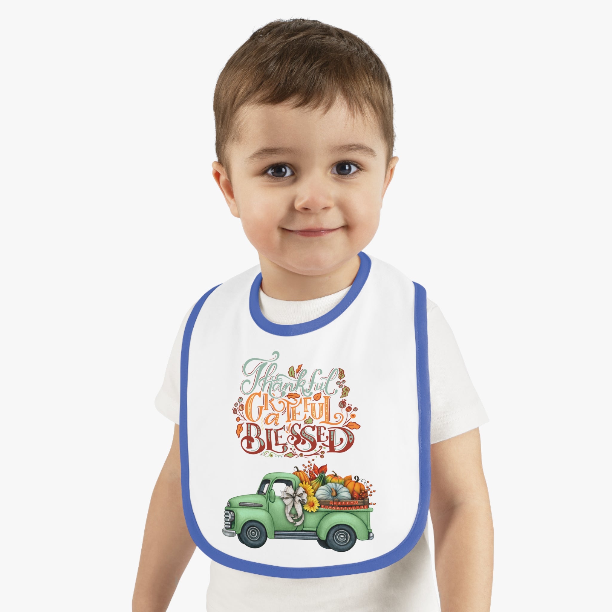 Thankful Bib for Babies | Grateful & Blessed Baby Bib | Cute Fall Bib for Toddlers | Thanksgiving Baby Gift | Holiday Feeding Bib