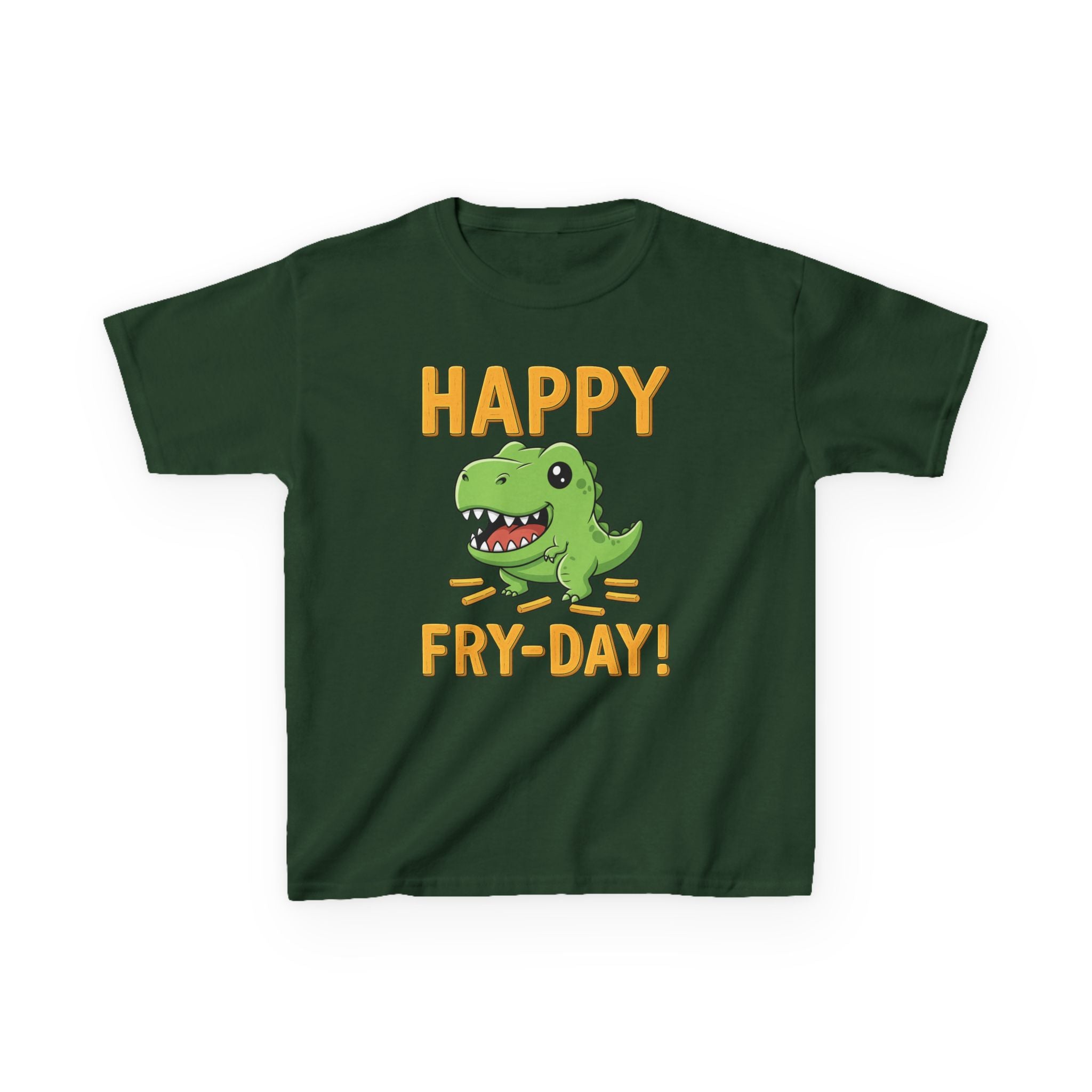 Happy Fry-Day Kids Tee, Fun Dinosaur T-Shirt, Kids Cotton Shirt, Birthday Gift, Everyday Wear, Summer Fun, Playful Tee