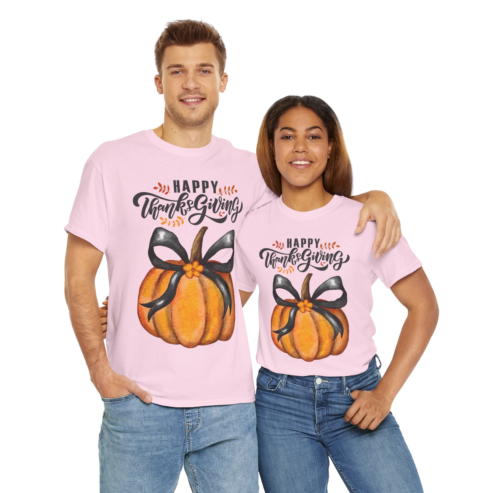 Thanksgiving Pumpkin Tee, Unisex Heavy Cotton T-Shirt, Fall Shirt, Autumn Fashion, Gift for Thanksgiving, Seasonal Apparel