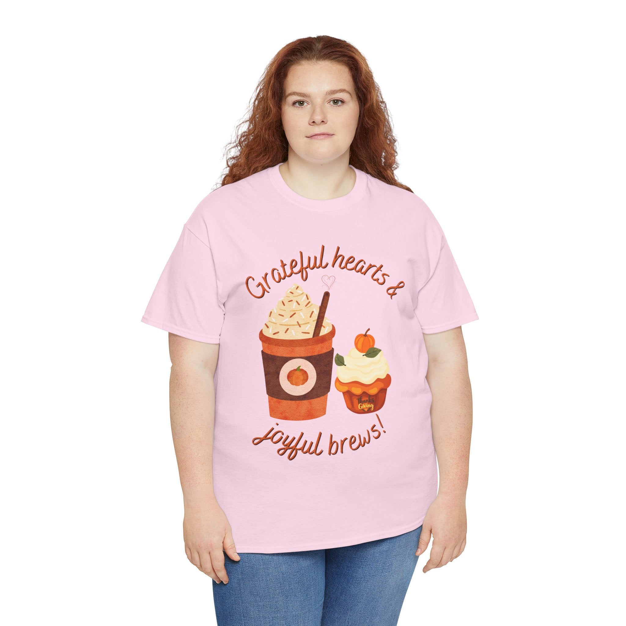 Happy Thanksgiving- Grateful Hearts & Joyful Brews Tee, Unisex Cotton Shirt, Coffee Lovers Gift, Casual Wear, Cute Tee for Celebrations, Fall Fashion