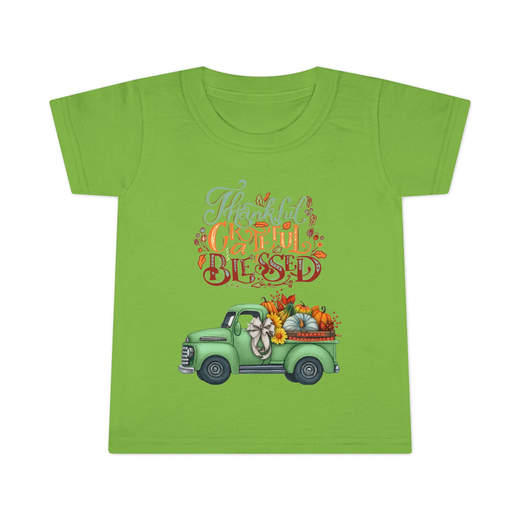 Toddler Tee - Cute Green Truck with Fruits and Vegetables - Cozy Fall Vibe, Perfect for Thanksgiving, Autumn Celebrations, Farmhouse [...]