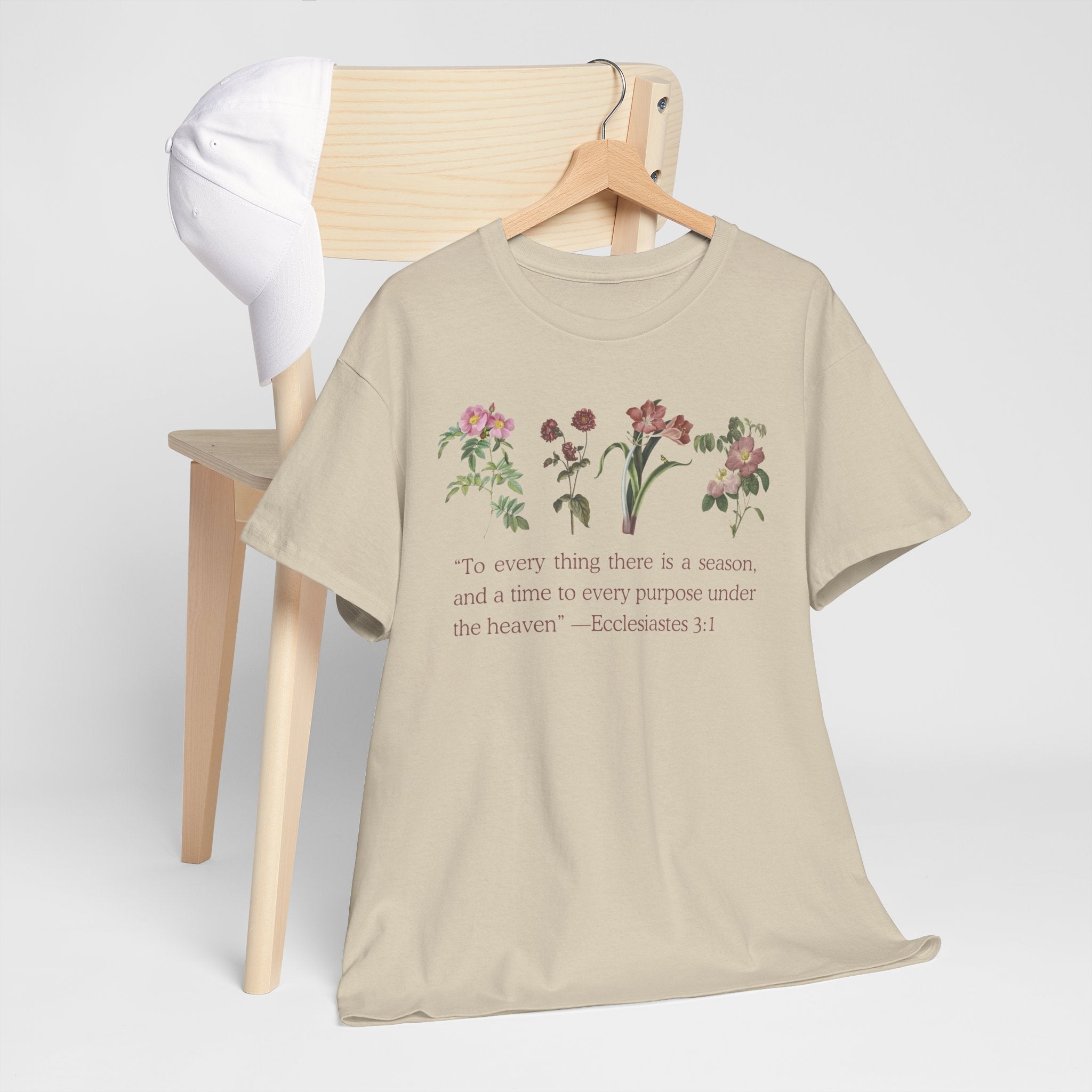 Christian -Biblical Inspirational Floral Quote Tee, Nature Lover Gift, Eco-Friendly Fashion, Casual Everyday Wear