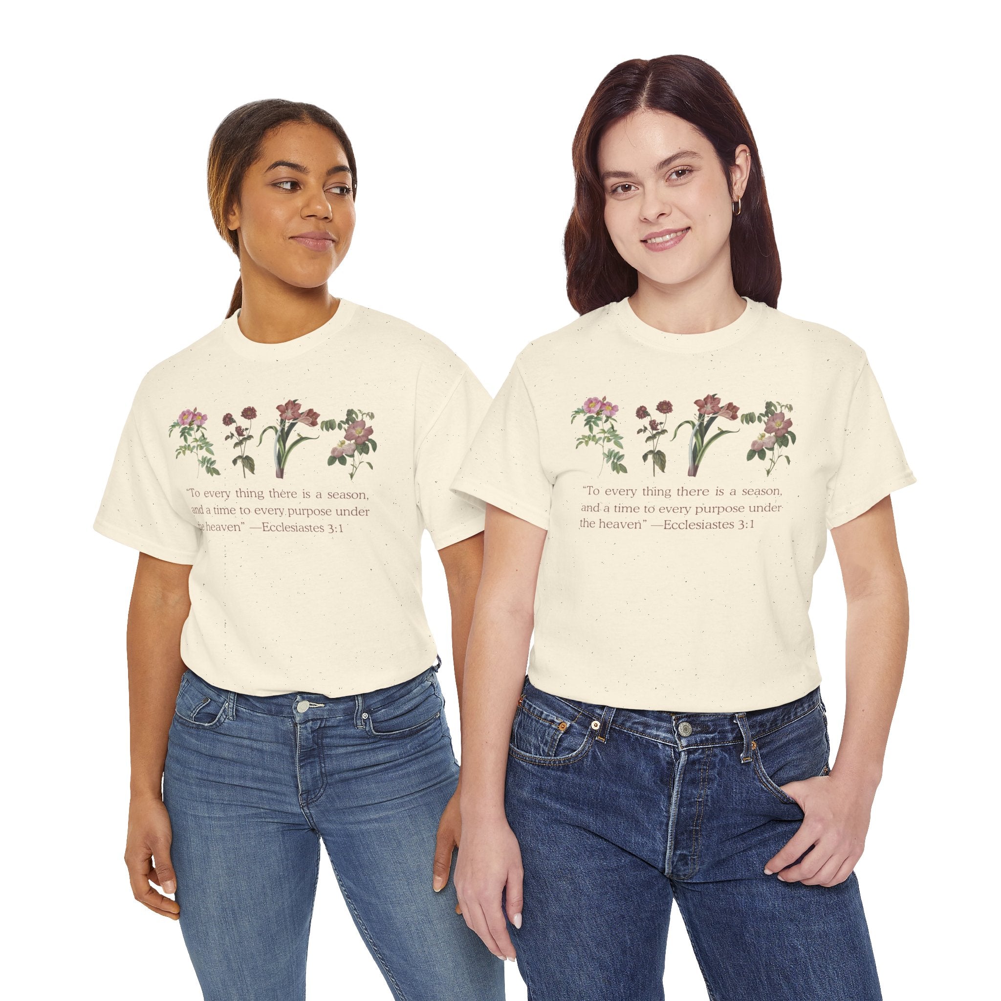Christian -Biblical Inspirational Floral Quote Tee, Nature Lover Gift, Eco-Friendly Fashion, Casual Everyday Wear