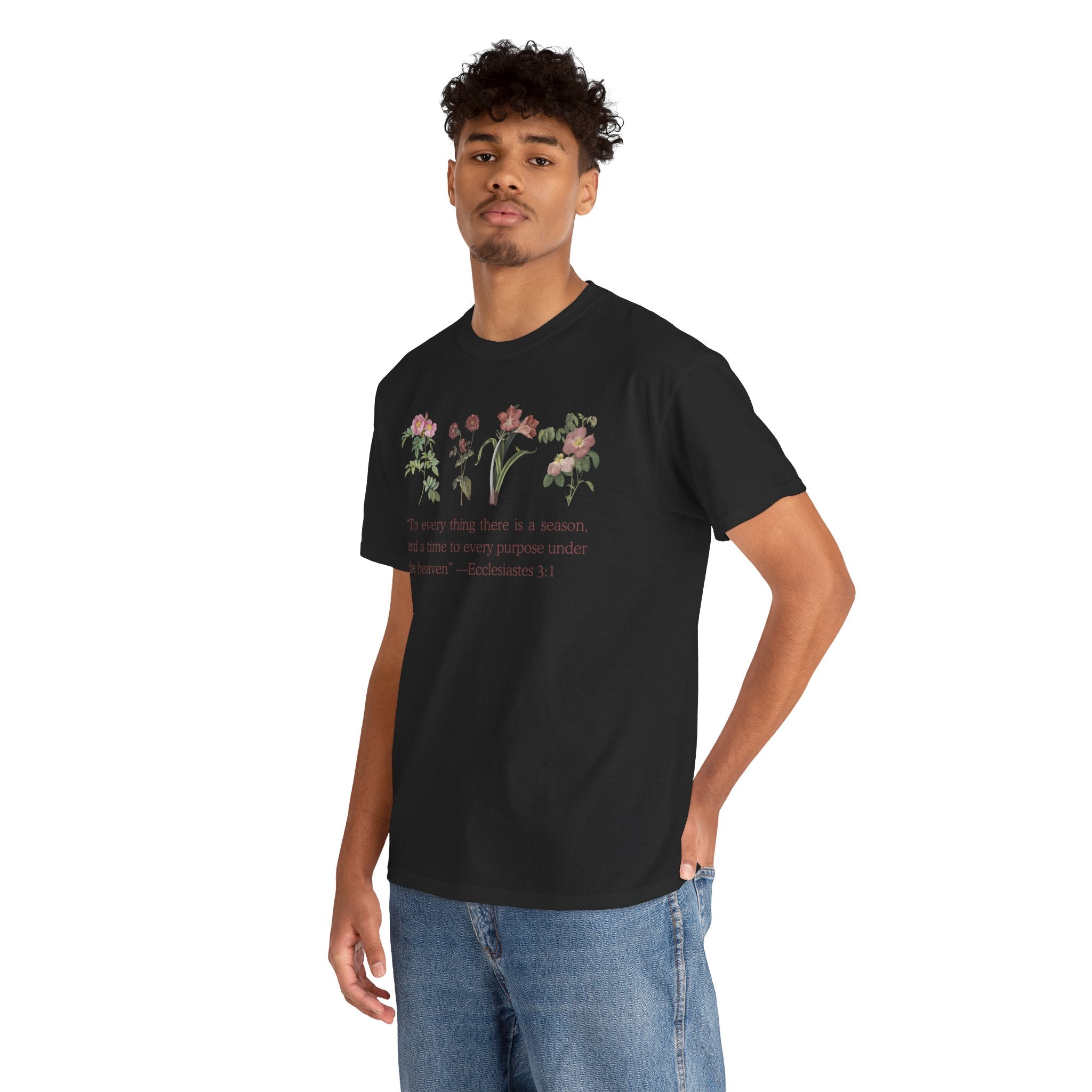 Christian -Biblical Inspirational Floral Quote Tee, Nature Lover Gift, Eco-Friendly Fashion, Casual Everyday Wear