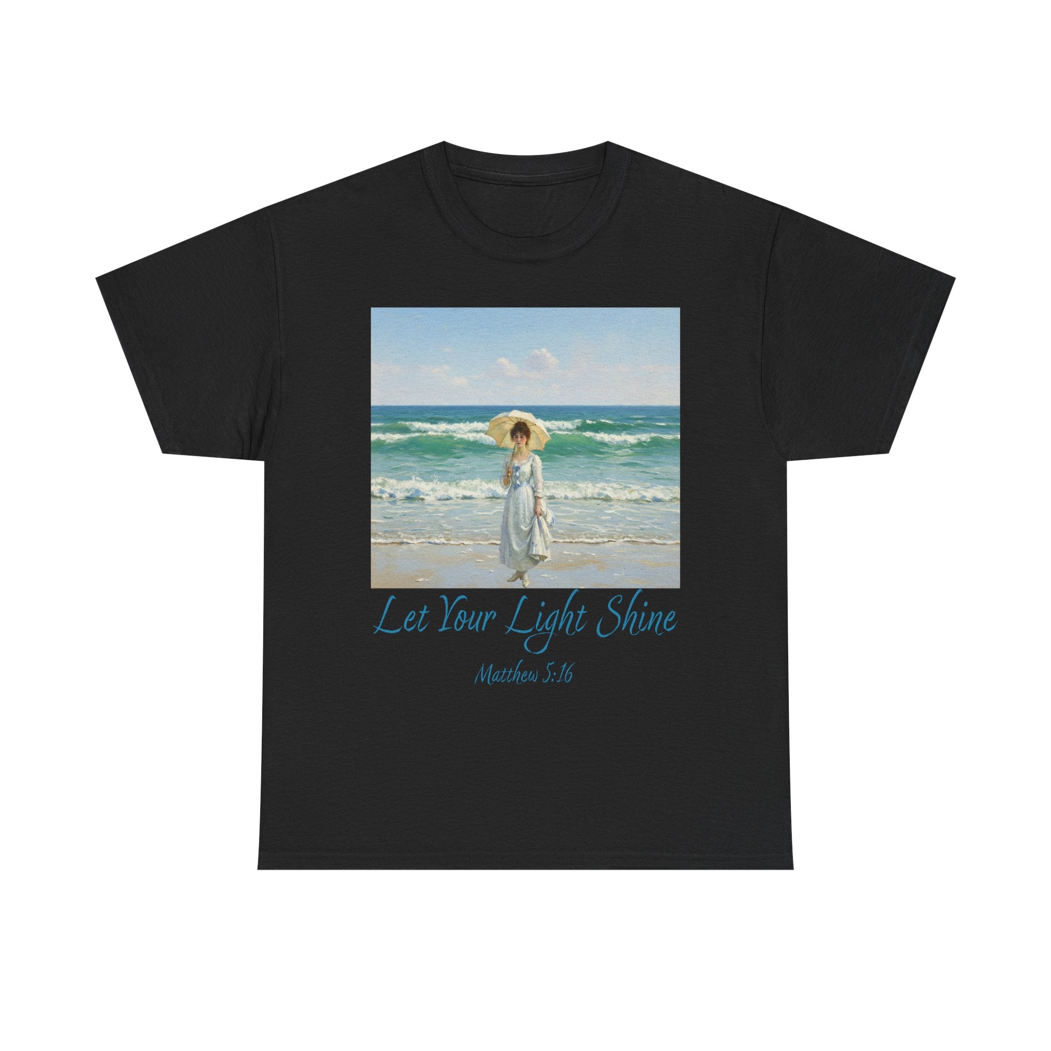Let Your Light Shine- A Figure with a Parasol-Monet Style- Unisex Cotton Tee, Beach Vibes Shirt, Inspirational Summer Tee, Casual Gift for Her, Perfect for Days at the Shore