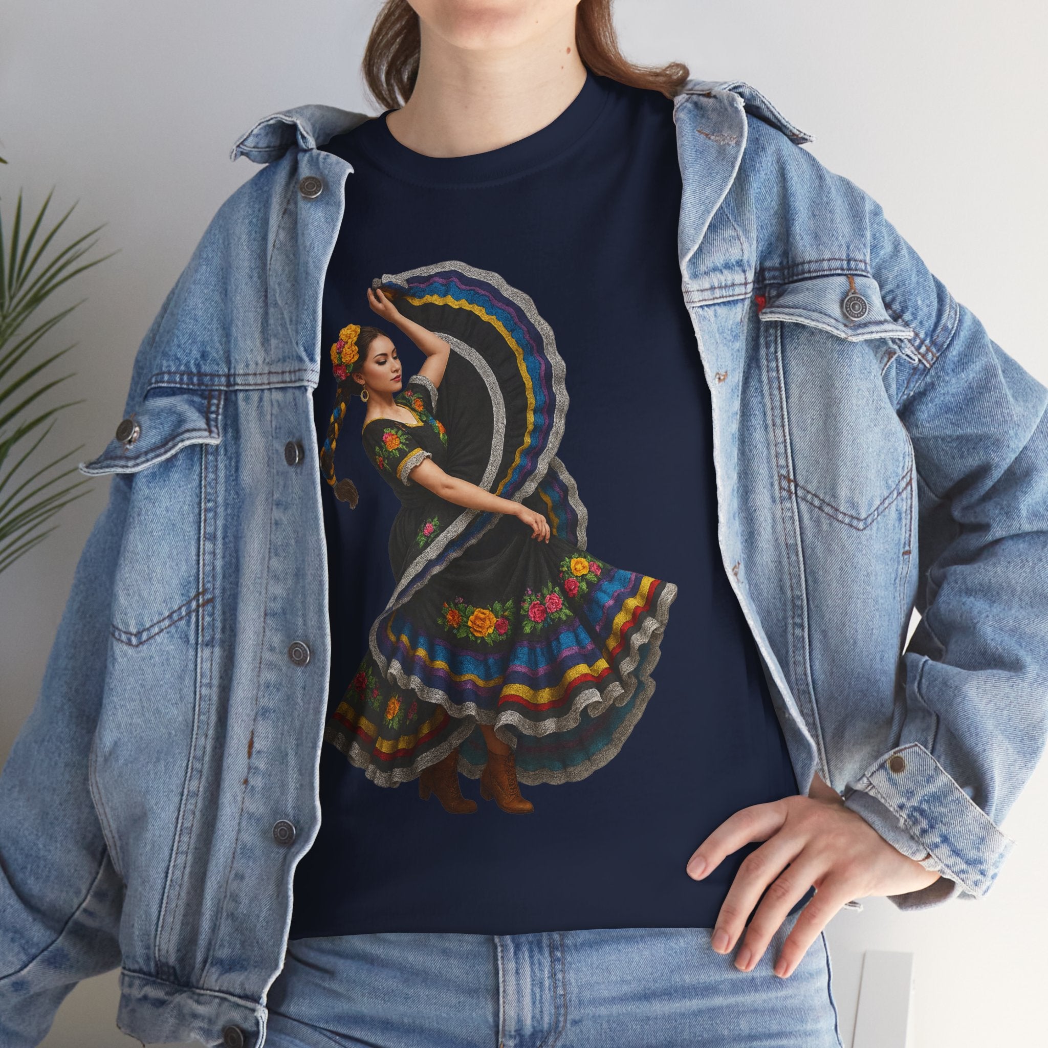 Folklórico Cultural Dance Graphic Tee, Unisex Heavy Cotton T-Shirt, Festival Apparel, Bohemian Style Shirt, Gift for Dancers, Ethnic Art Tee