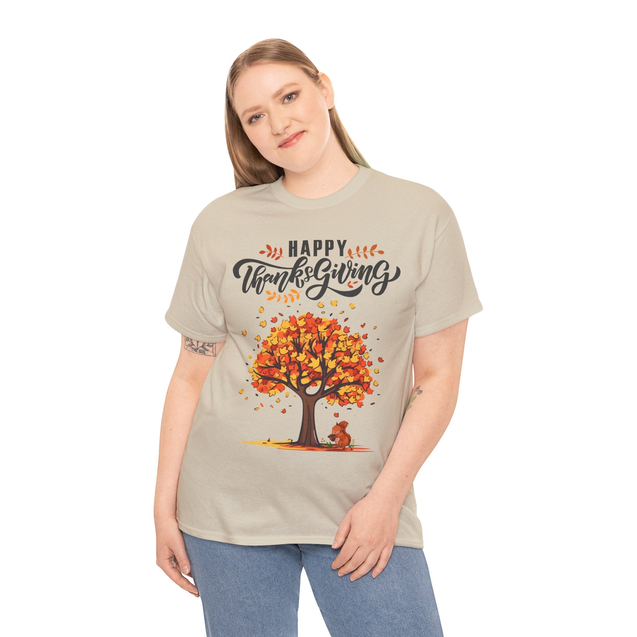 Happy Thanksgiving Tree Unisex Tee, Autumn Shirt, Holiday Apparel, Fall Fashion, Seasonal Gift