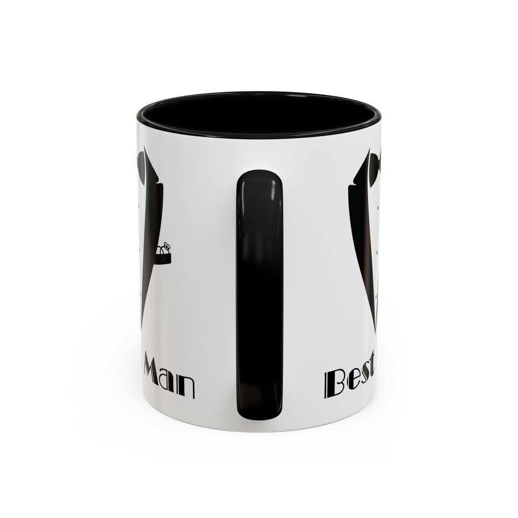 Best Man Accent Coffee Mug 11/15 oz, Groom’s Gift, Wedding Party Favor, Unique Best Man Gift, Black and White Coffee Cup