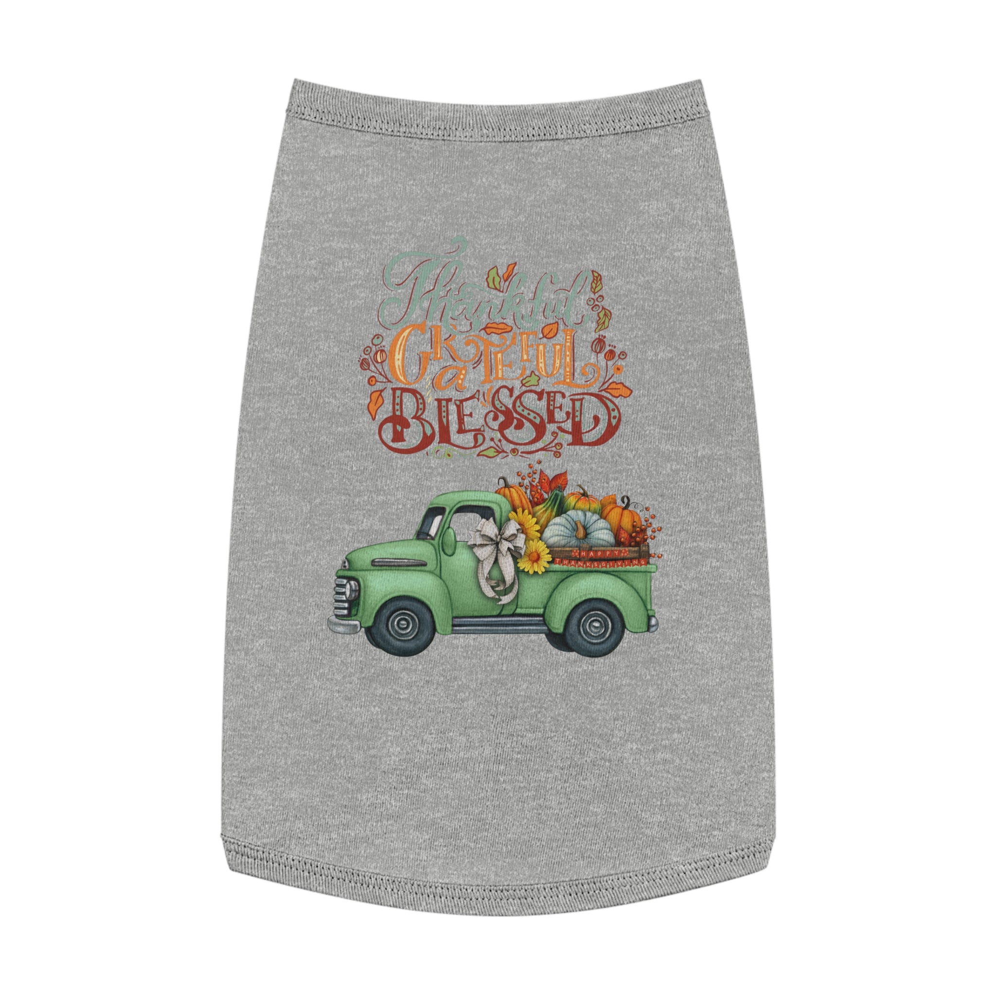 Thankful Pet Tank Top | Grateful & Blessed | Fall Dog Apparel | Cute Pet Outfit | Pumpkin Theme | Autumn Dog Clothing
