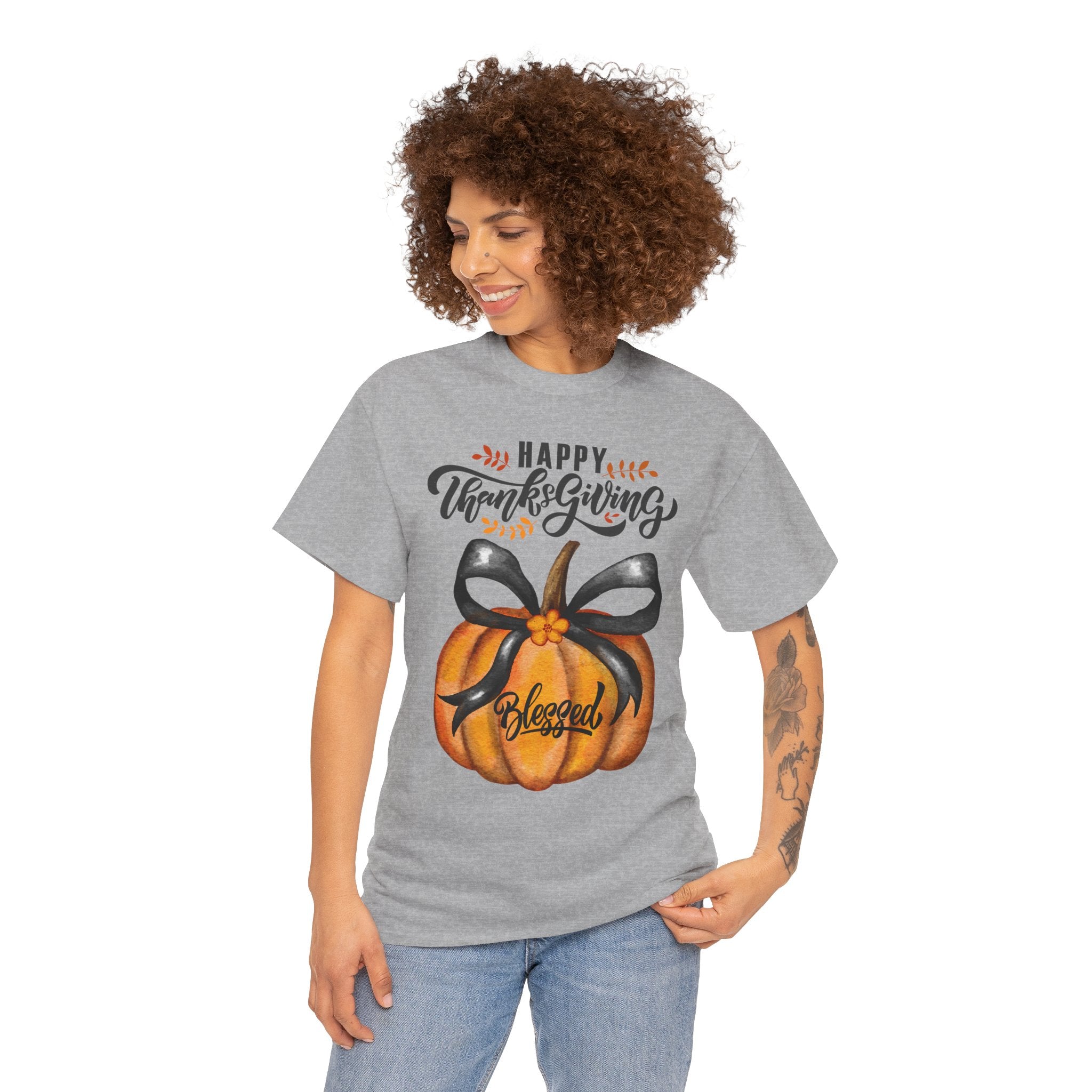 Thanksgiving Pumpkin Tee - Happy Thanksgiving, Blessed Shirt, Fall Apparel, Unisex Cotton Tee, Holiday Gift