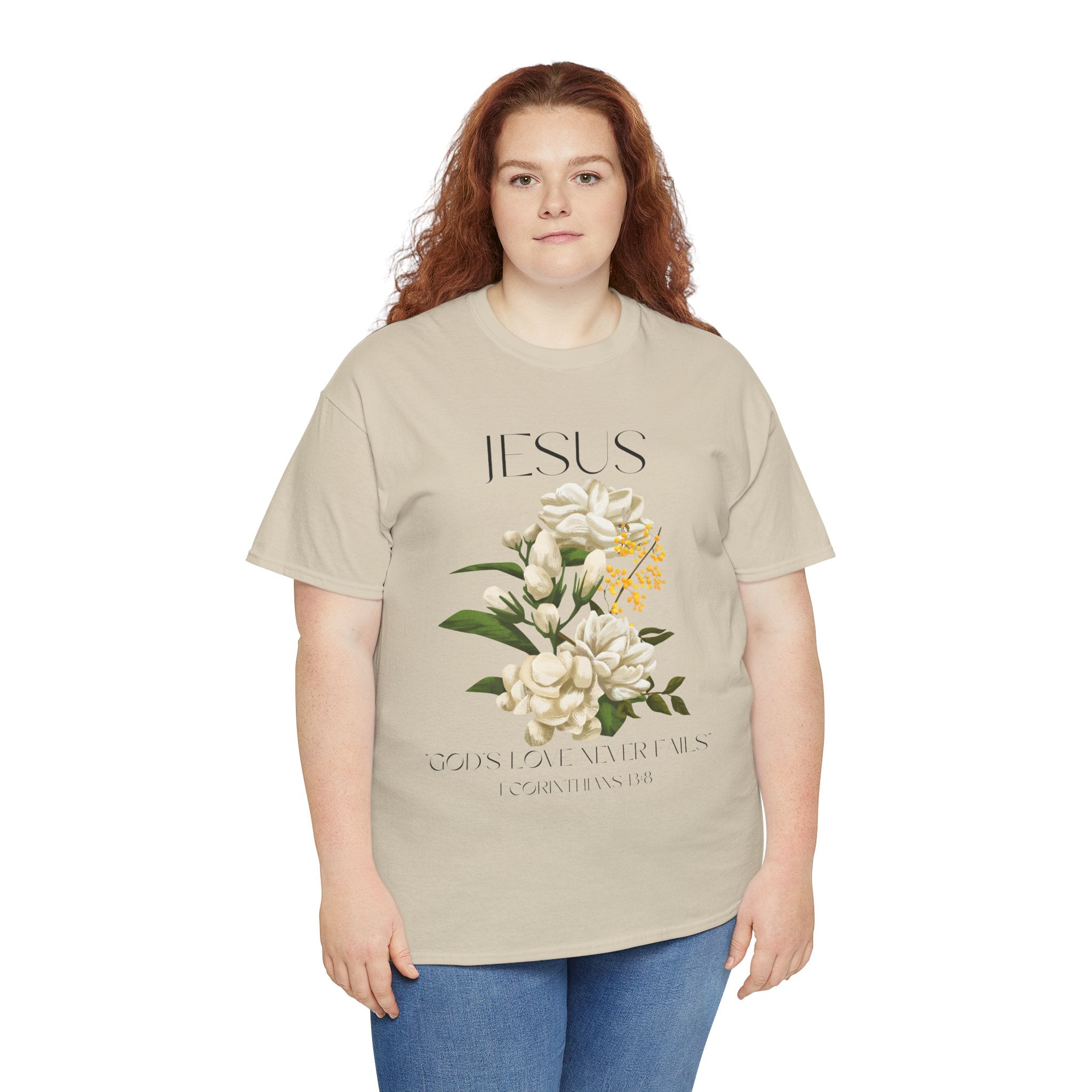 Jesus- God's love never fails-Unisex Heavy Cotton Tee