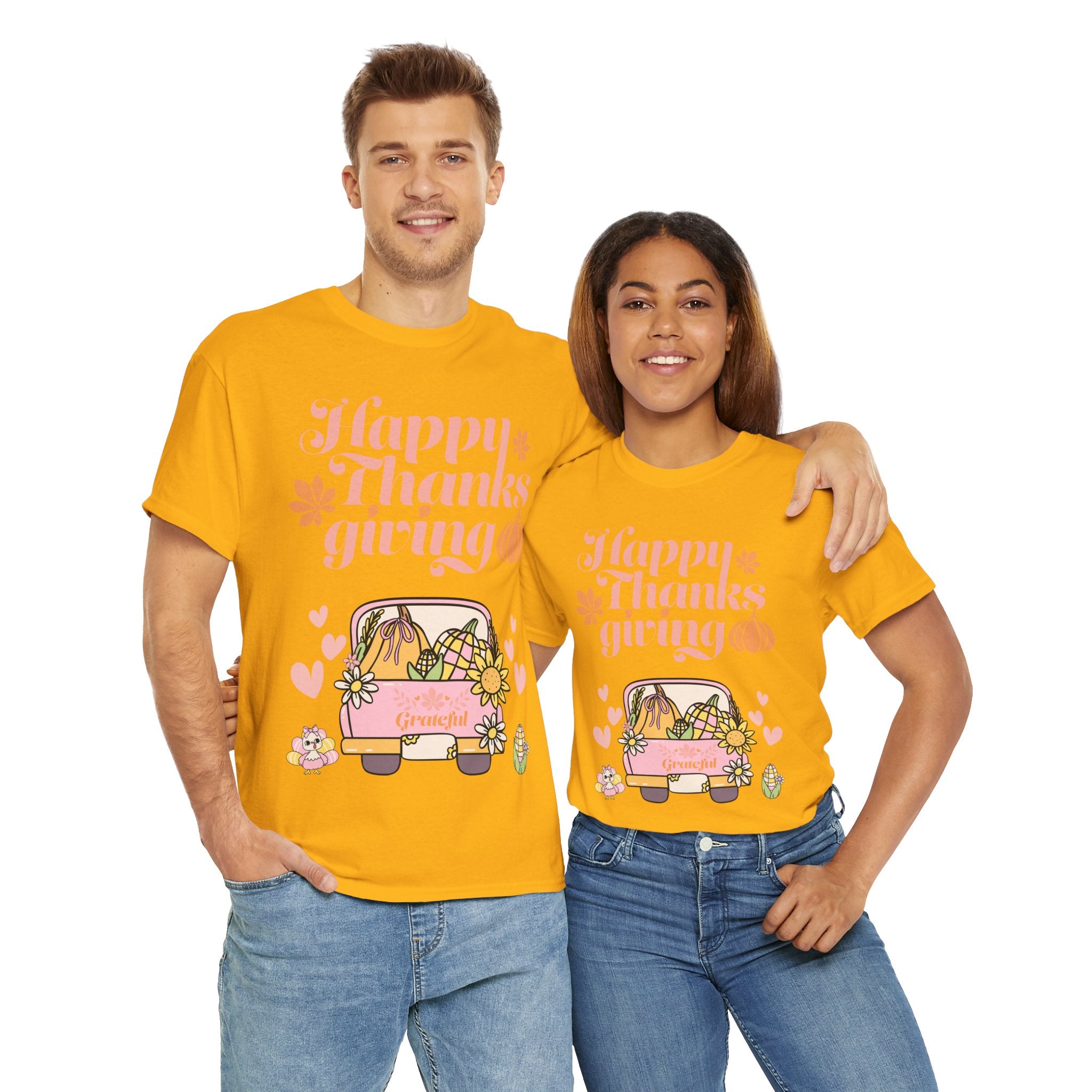 Happy Thanksgiving Unisex Tee | Cozy Autumn Shirt for Family Gatherings, Thanksgiving Celebration, Fall Fashion, Cute Gift Idea