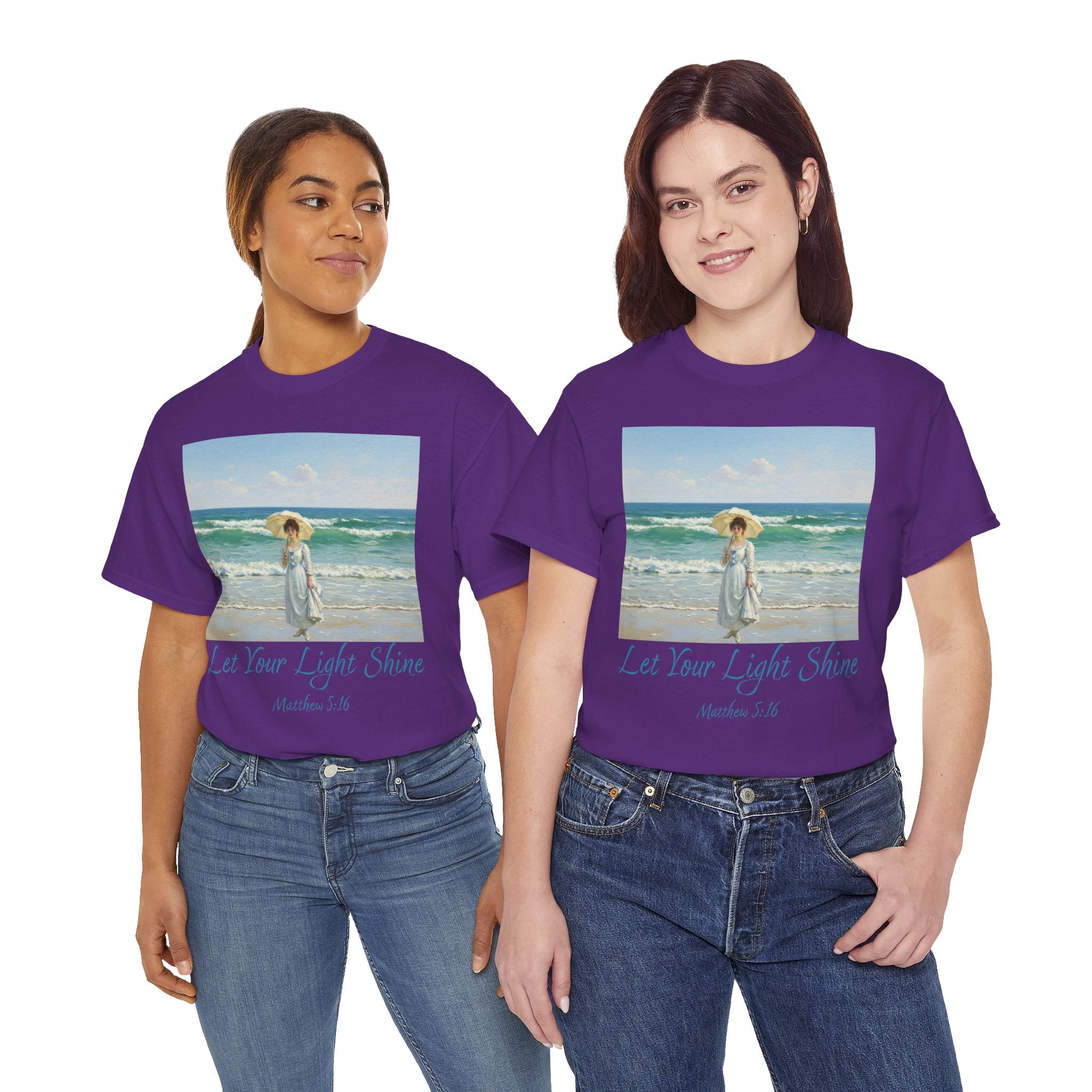Let Your Light Shine- A Figure with a Parasol-Monet Style- Unisex Cotton Tee, Beach Vibes Shirt, Inspirational Summer Tee, Casual Gift for Her, Perfect for Days at the Shore