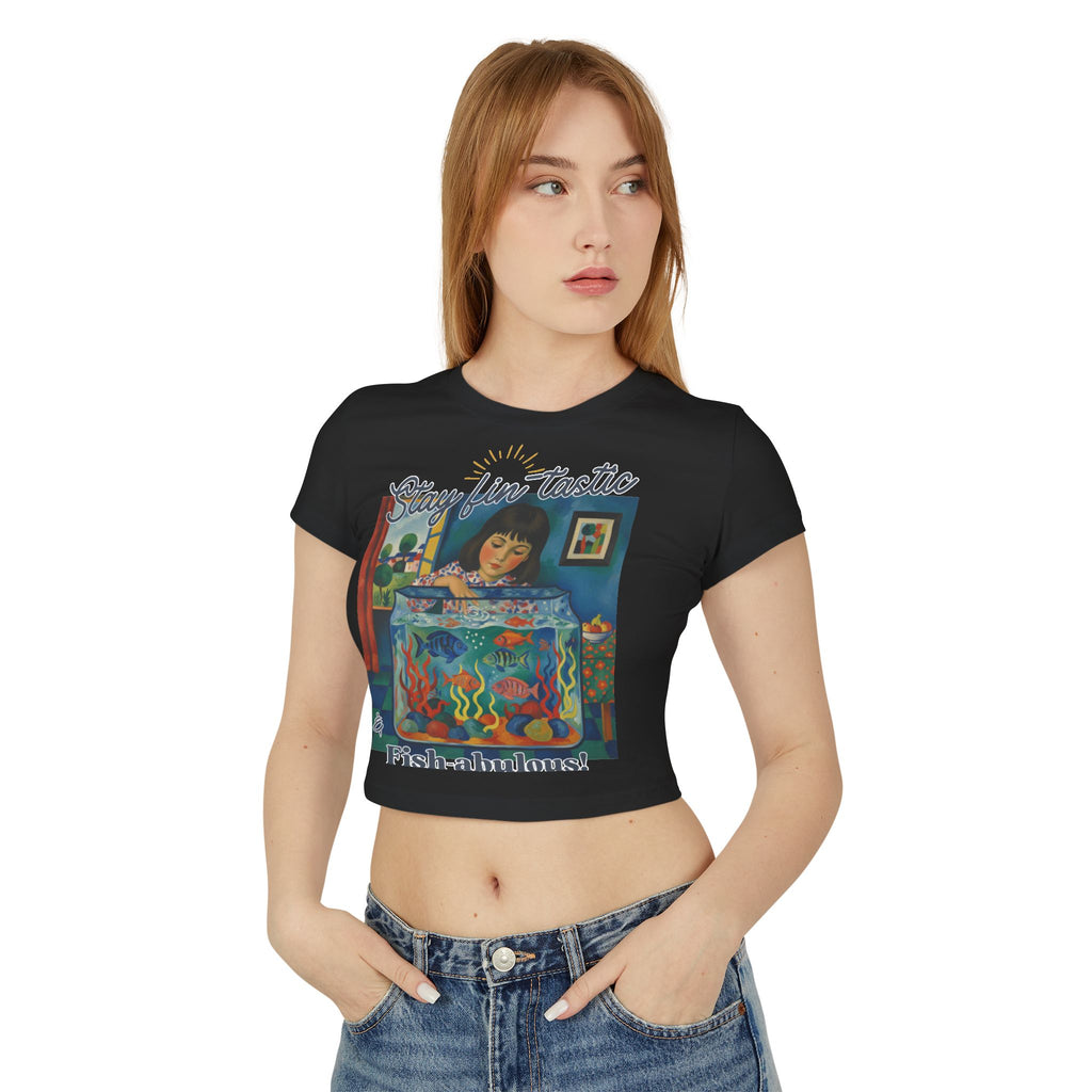 Fish-abulous T-Shirt — Stay Fin-tastic Design- Whimsical Women's Baby Tee, Fish & Art Lover Apparel, Gift for Her,
