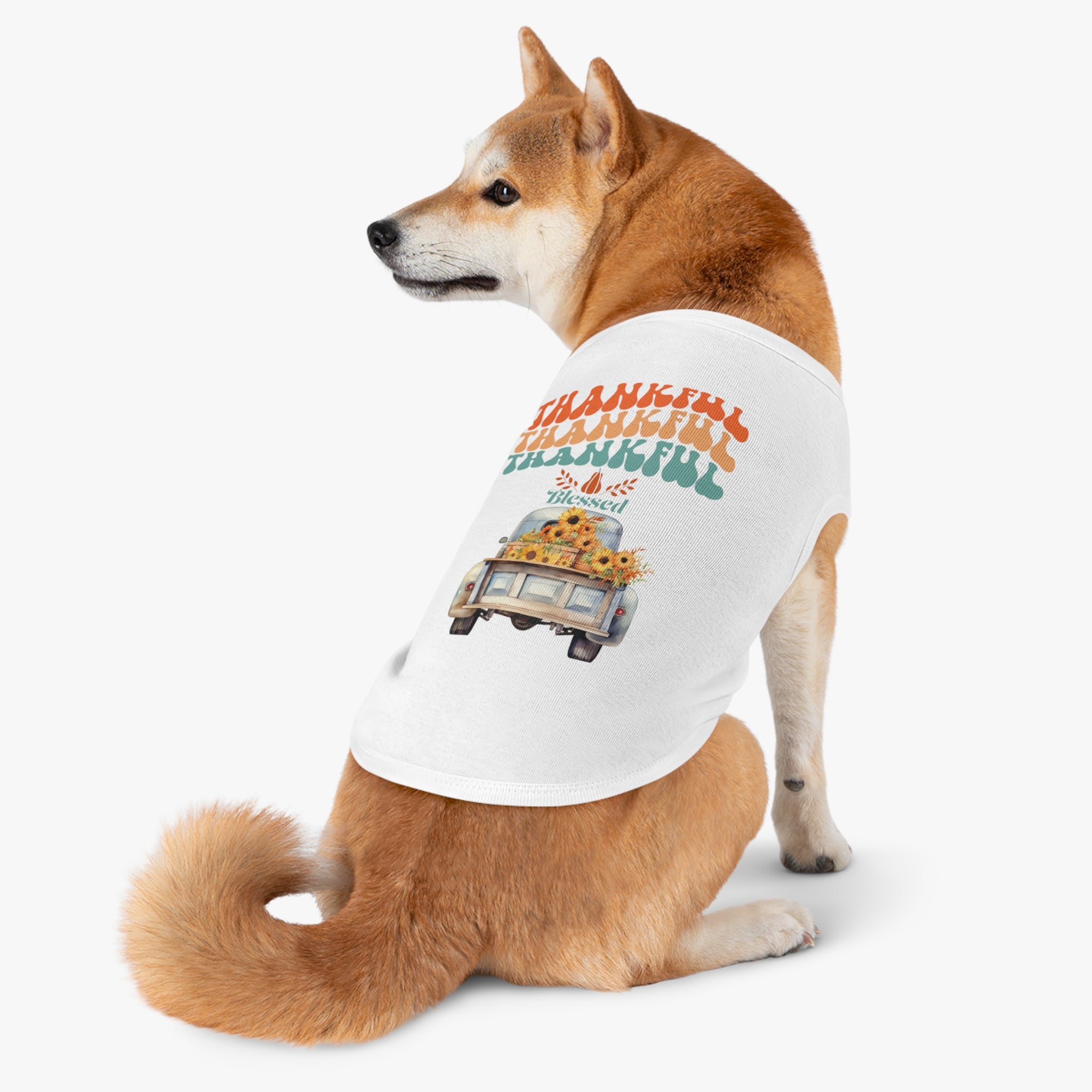 Thankful Pet Tank Top, Cute Dog Shirt, Pet Apparel, Blessed Pet Wear, Fall Fashion for Pets, Gifts for Dog Lovers