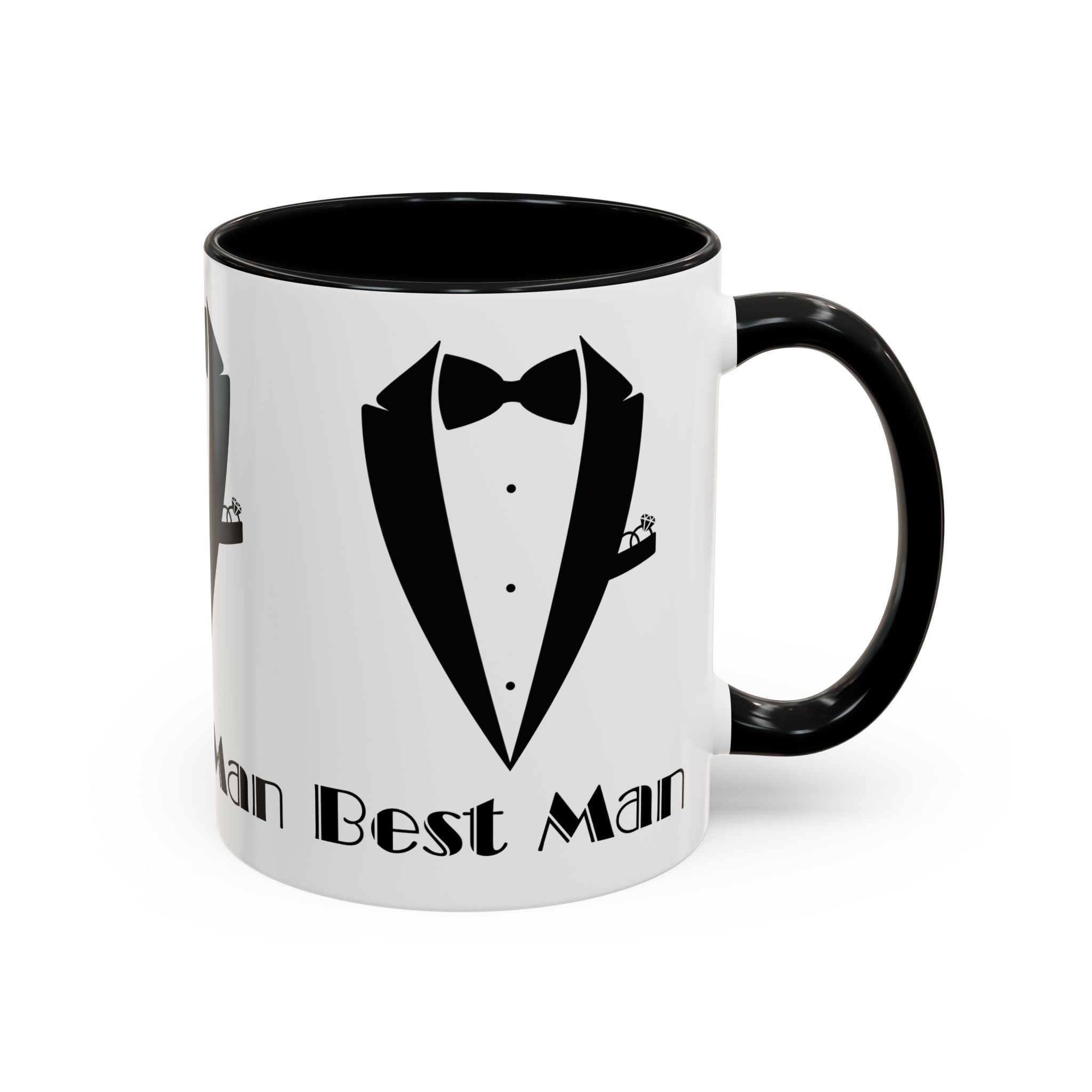 Best Man Accent Coffee Mug 11/15 oz, Groom’s Gift, Wedding Party Favor, Unique Best Man Gift, Black and White Coffee Cup