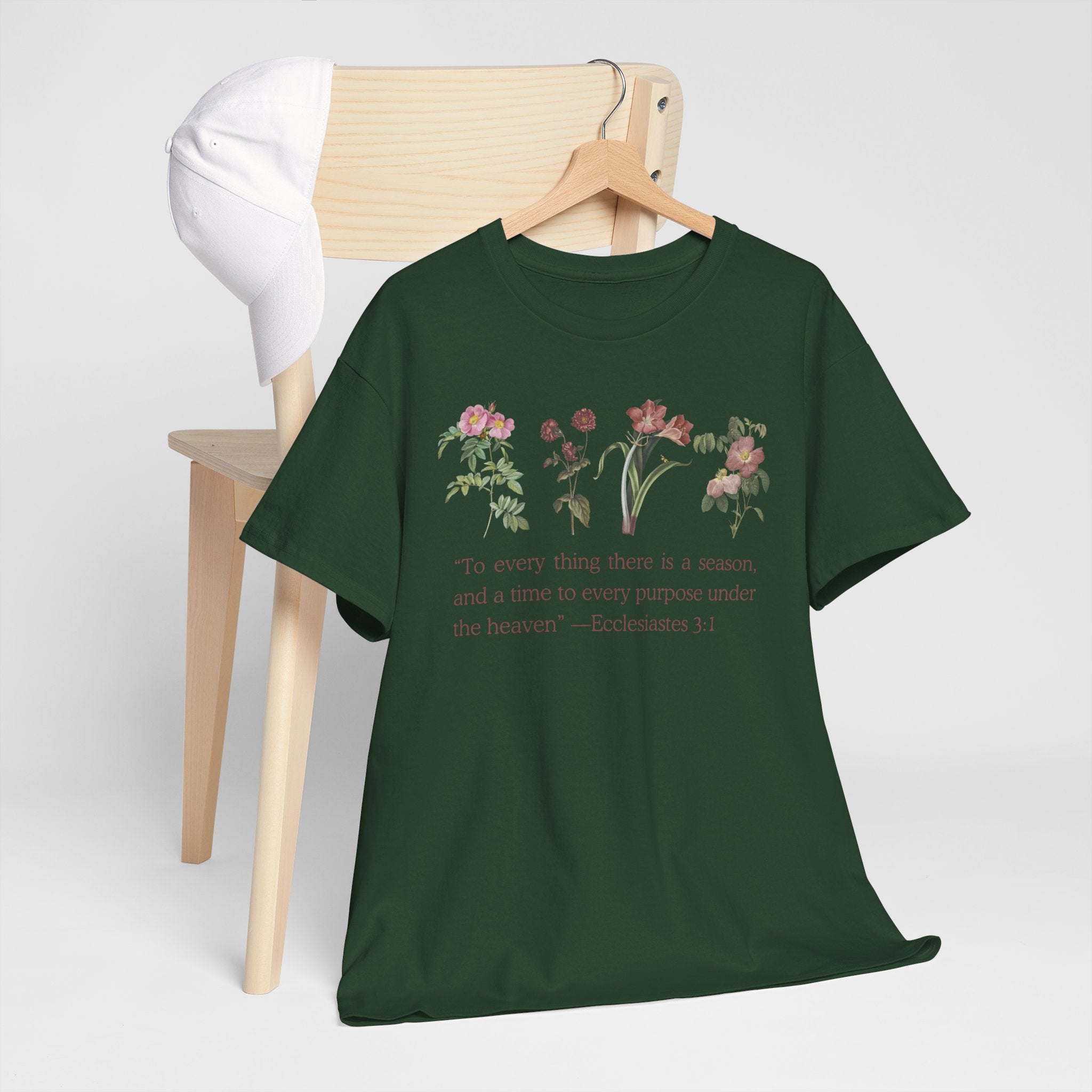 Christian -Biblical Inspirational Floral Quote Tee, Nature Lover Gift, Eco-Friendly Fashion, Casual Everyday Wear