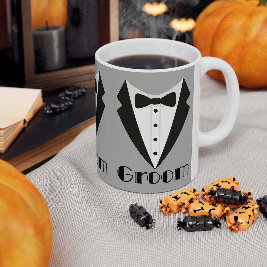 Groom Tuxedo Mug 11 oz | Wedding Gift, Groomsmen Proposal, Bridal Shower, Anniversary, Engagement Celebration