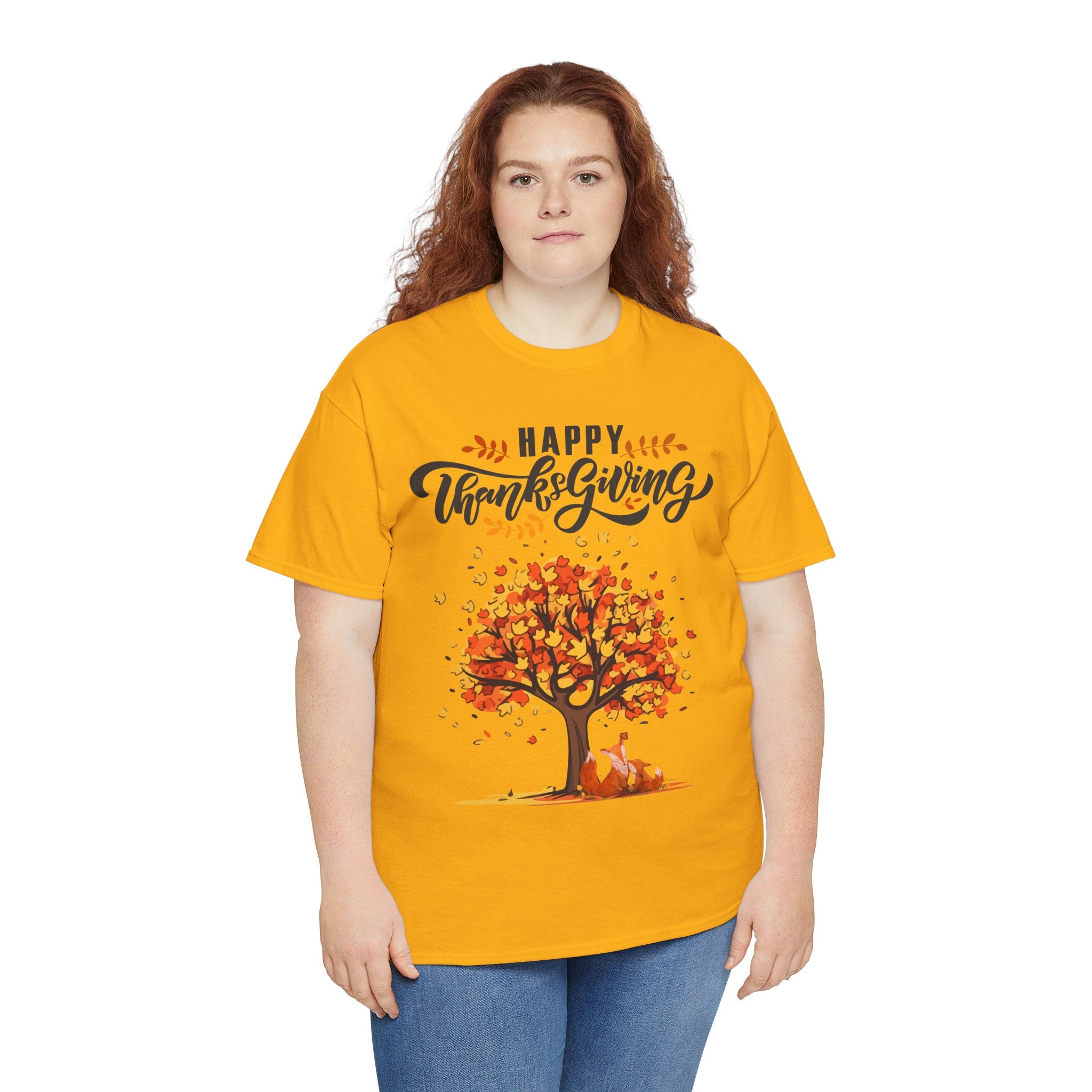 Thanksgiving Tree Tee, Fall T-Shirt, Autumn Apparel, Cozy Gift for Family, Cute Holiday Top