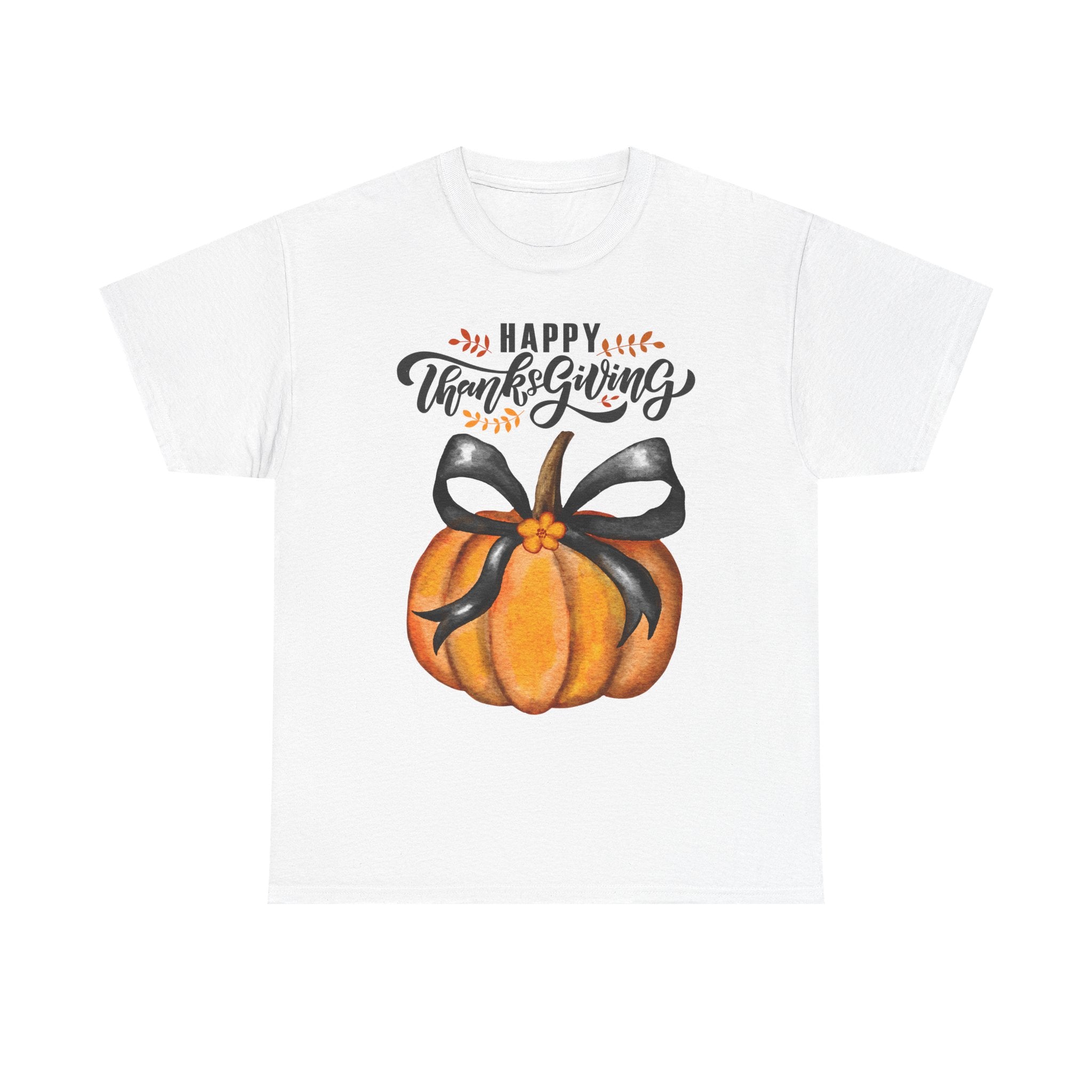 Thanksgiving Pumpkin Tee, Unisex Heavy Cotton T-Shirt, Fall Shirt, Autumn Fashion, Gift for Thanksgiving, Seasonal Apparel